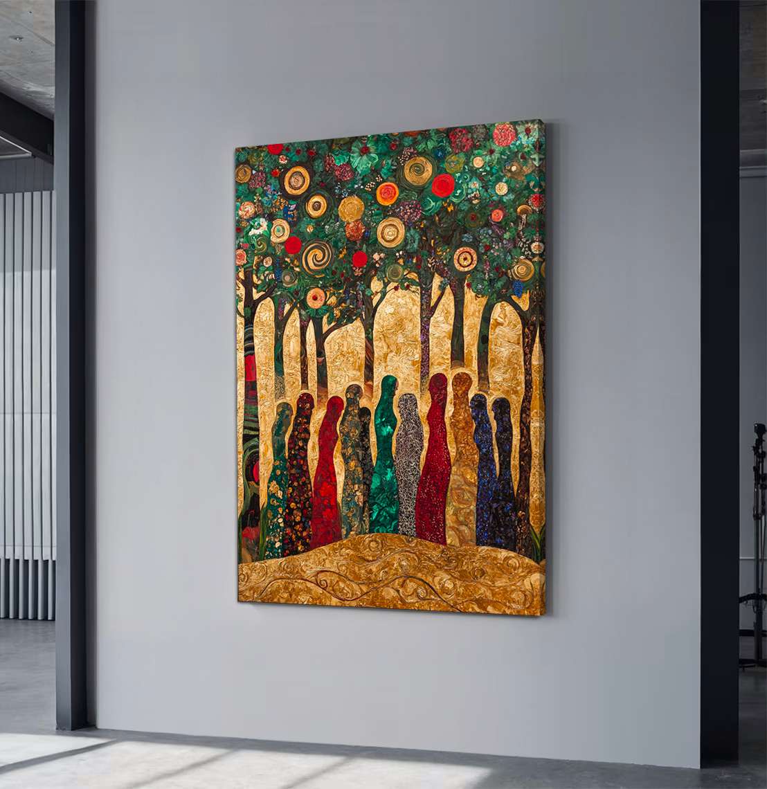 Quadro Decorativo em Tela 45x70cm - Arte Multicolor em Madeira de Pinho Natural