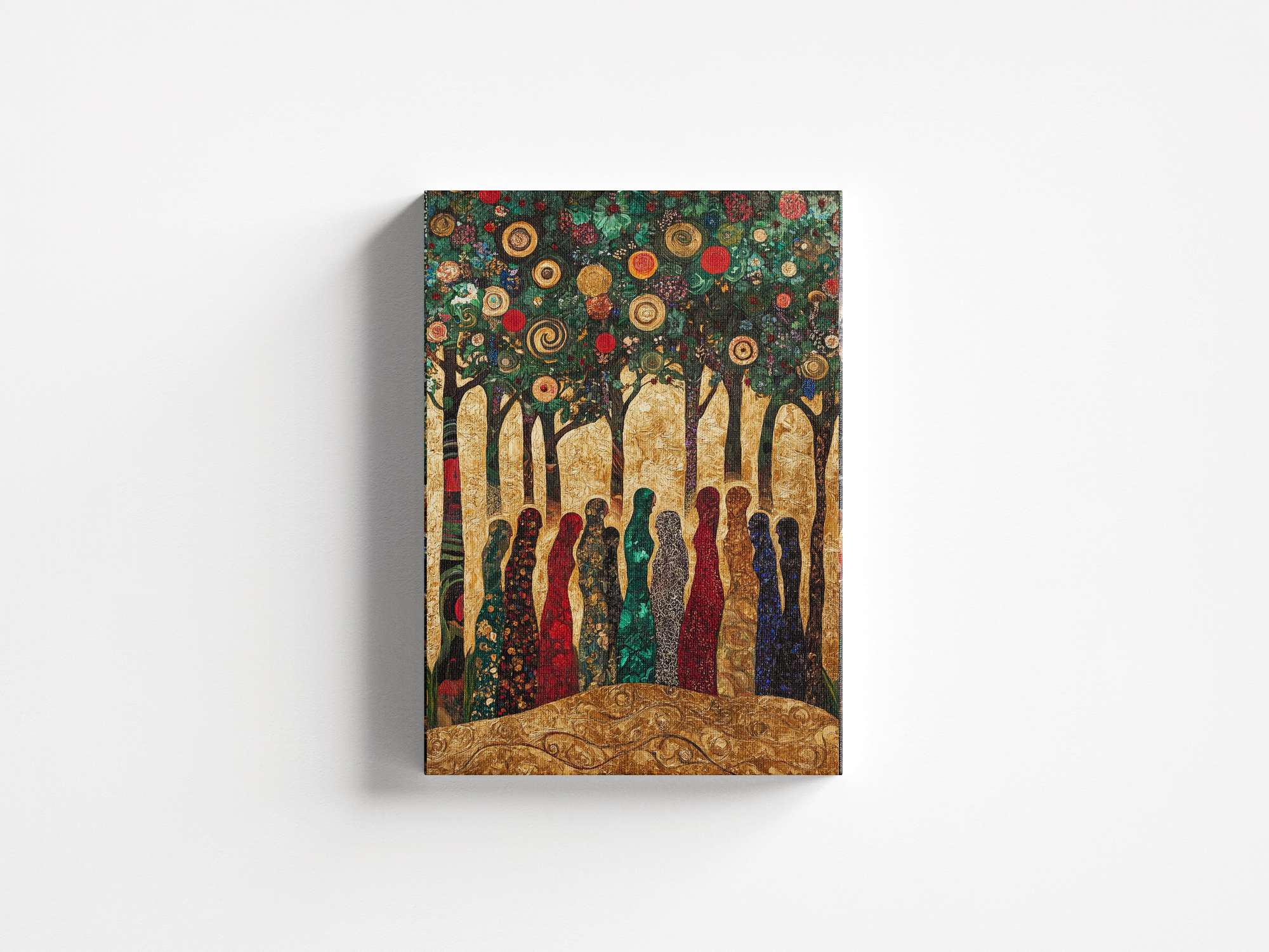 Quadro Decorativo em Tela 45x70cm - Arte Multicolor em Madeira de Pinho Natural