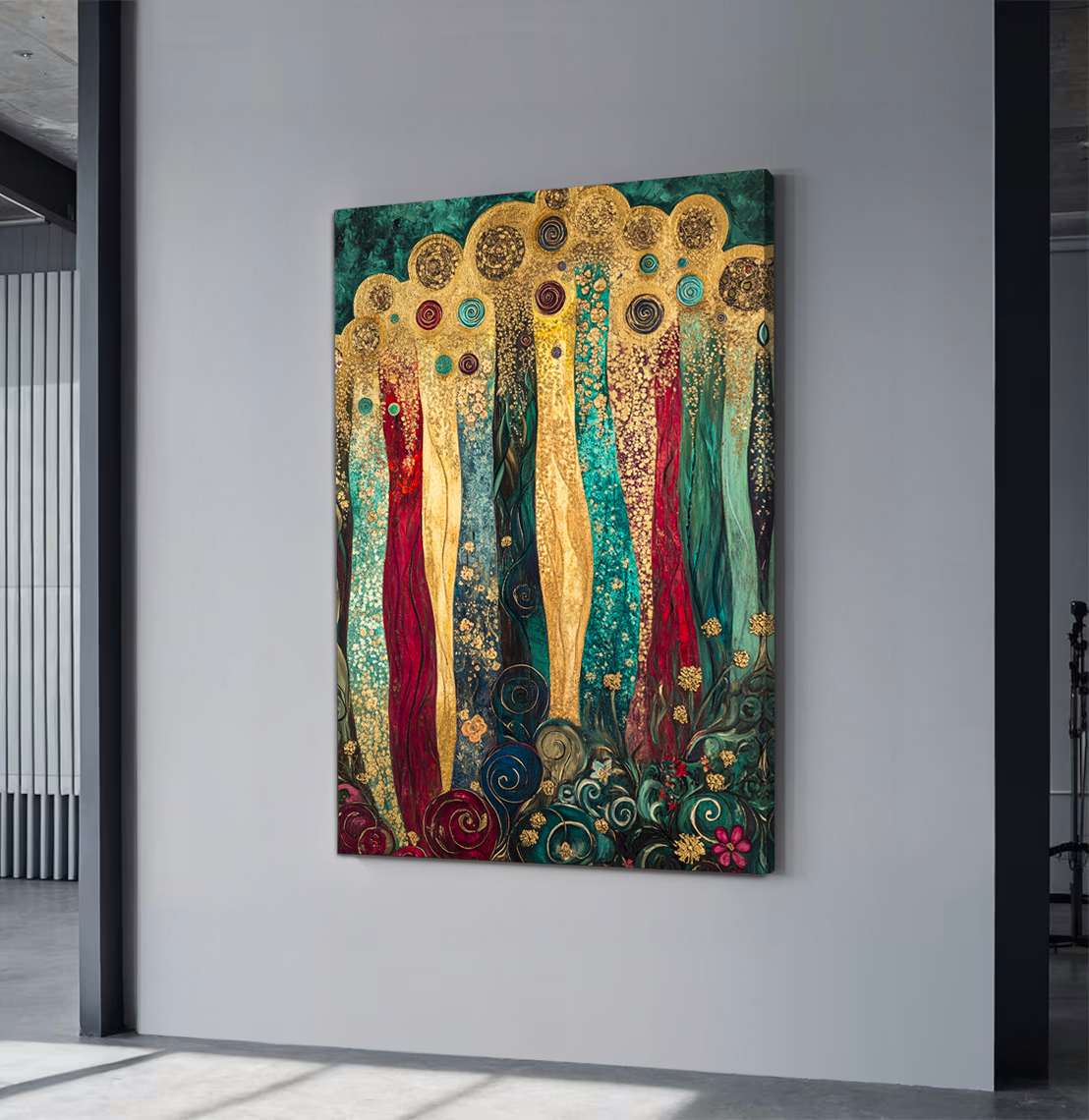 Quadro Decorativo em Tela 45x70cm - Arte Multicolor em Madeira de Pinho Natural