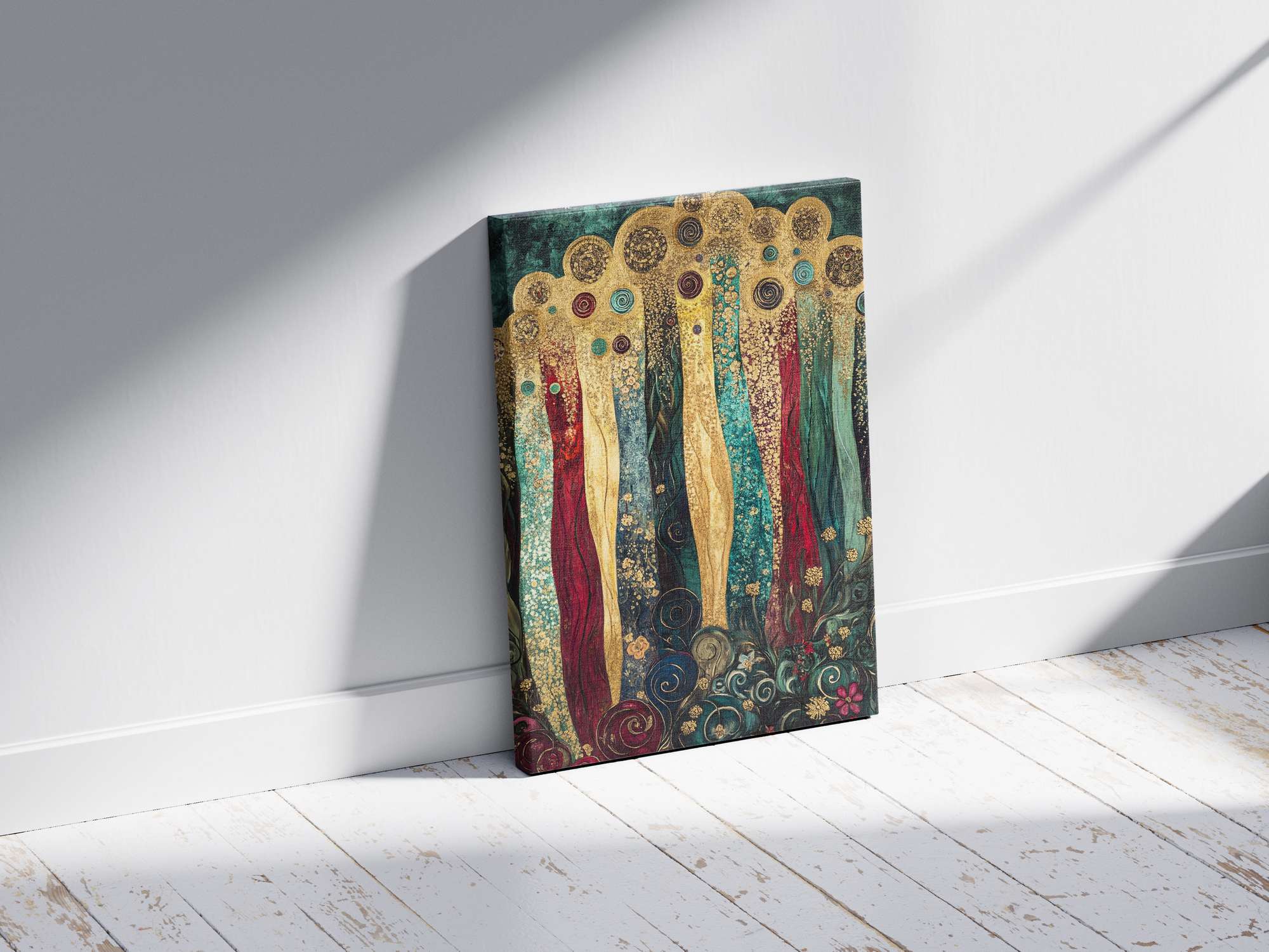 Quadro Decorativo em Tela 45x70cm - Arte Multicolor em Madeira de Pinho Natural