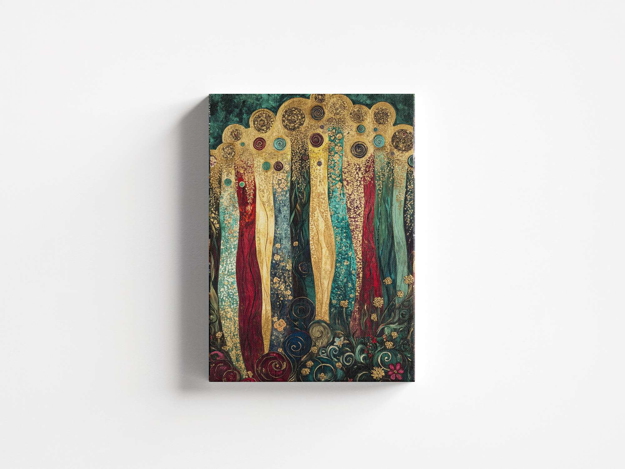 Quadro Decorativo em Tela 45x70cm - Arte Multicolor em Madeira de Pinho Natural