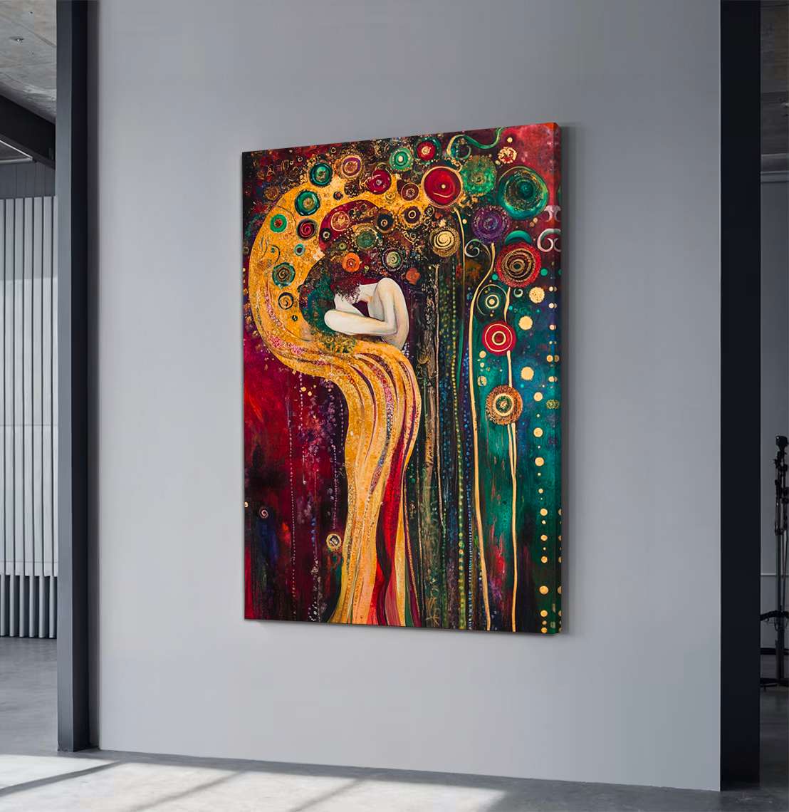 Quadro Decorativo em Tela 45x70cm - Arte Multicolor em Madeira de Pinho Natural