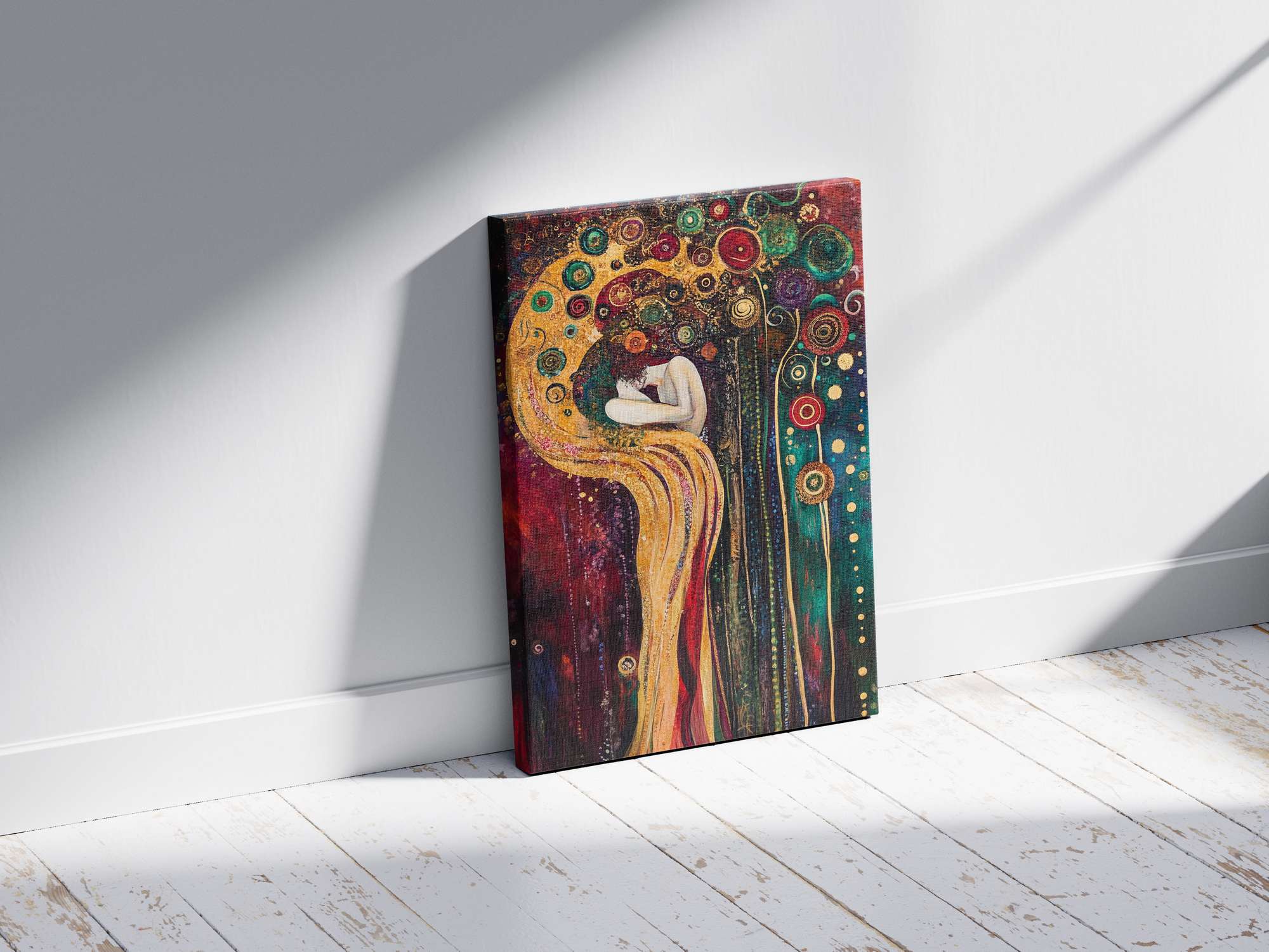 Quadro Decorativo em Tela 45x70cm - Arte Multicolor em Madeira de Pinho Natural