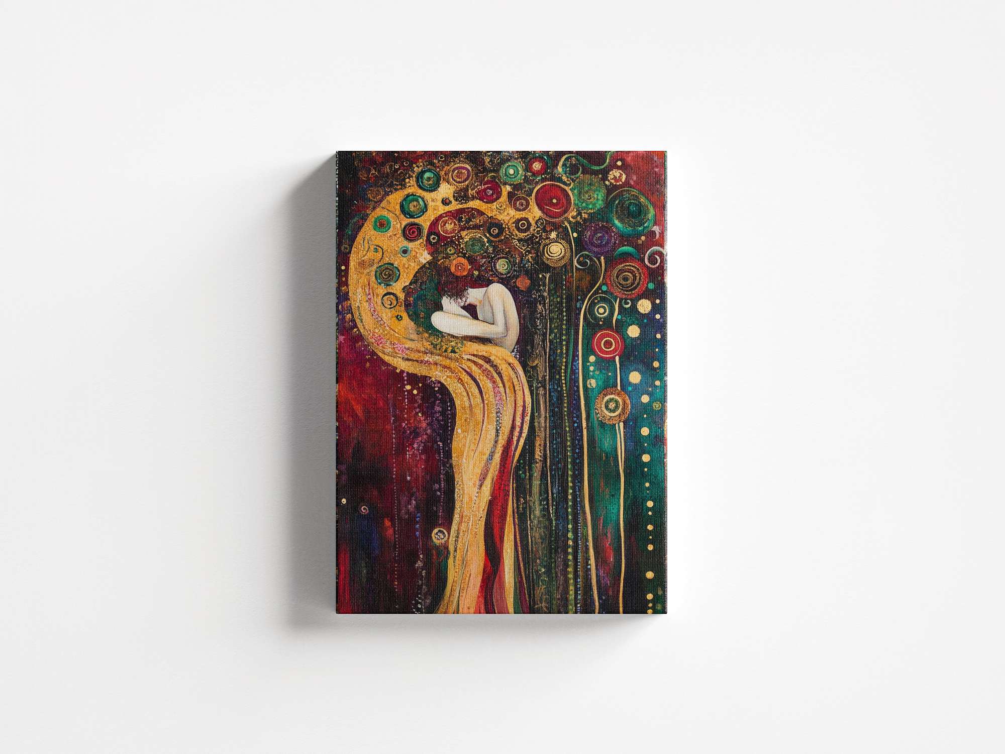 Quadro Decorativo em Tela 45x70cm - Arte Multicolor em Madeira de Pinho Natural