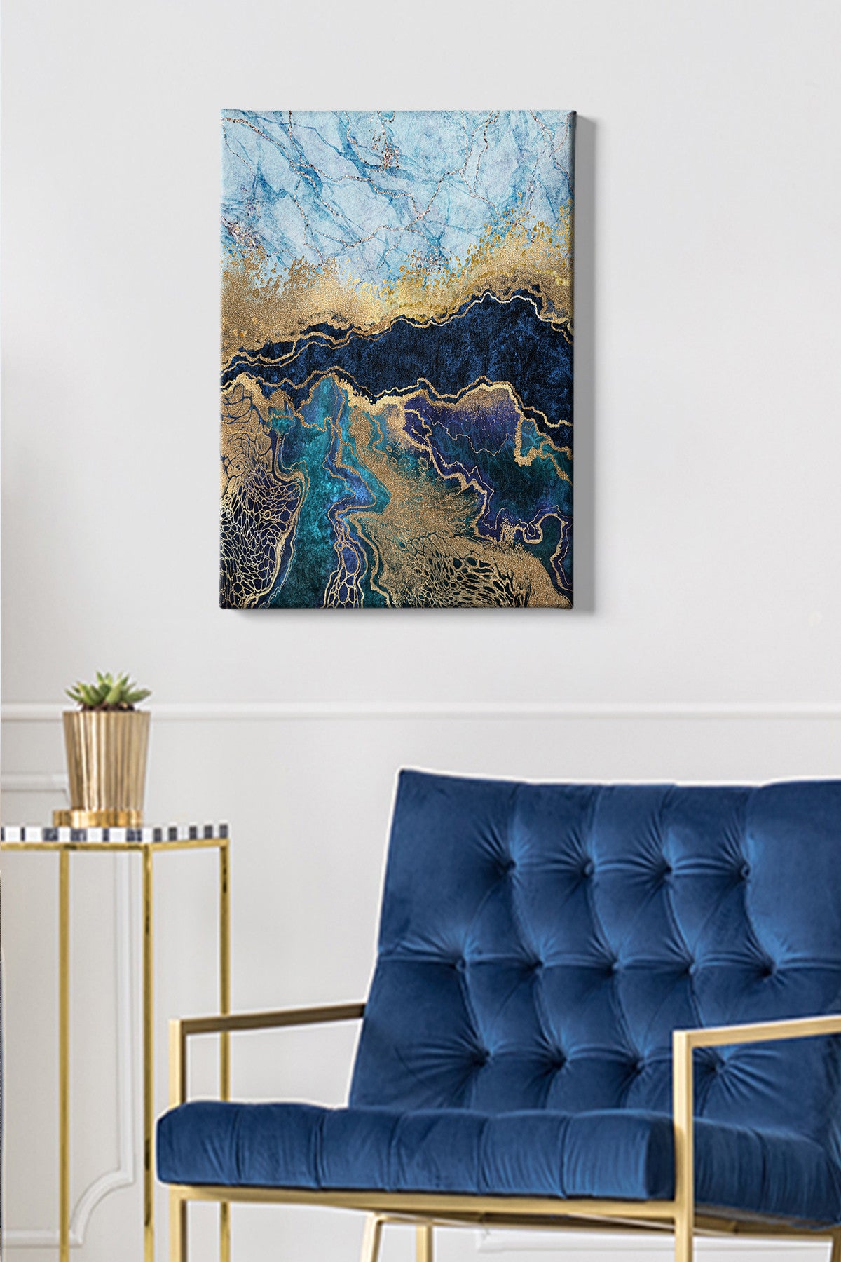 Impressionante pintura decorativa em tela, 50 x 70 cm | 100% tela, moldura de madeira com 3 cm de espessura | Perfeito para amantes de decoração e arte, artista anônimo