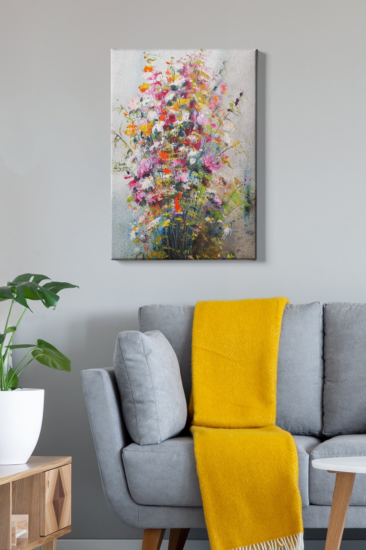 Pintura decorativa em tela – 50 x 70 cm – madeira – 100% tela, 100% moldura de madeira