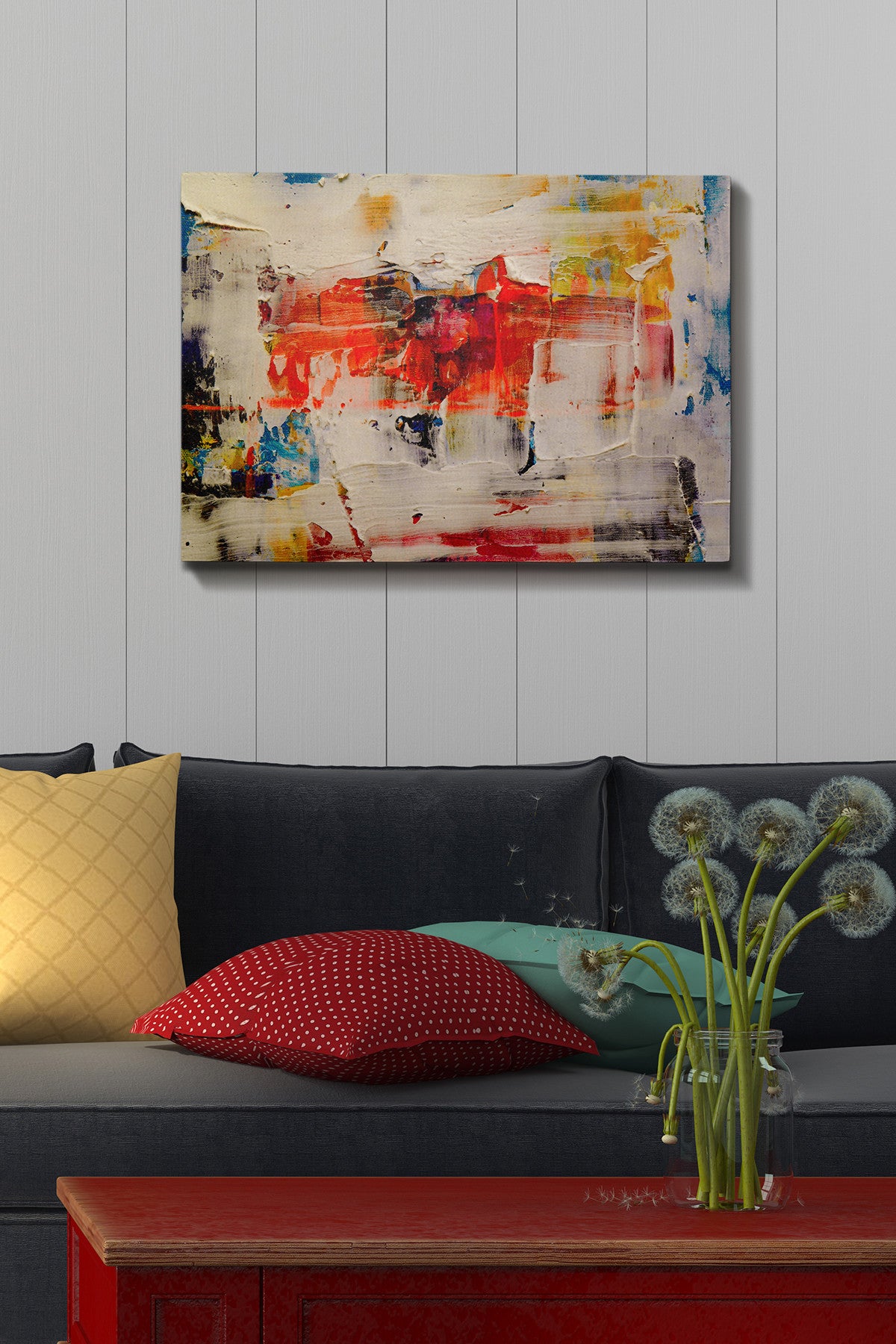 Impressionante pintura decorativa em tela, 50 x 70 cm | 100% tela, 100% moldura de madeira (3 cm de espessura) | Perfeita para amantes de decoração e arte