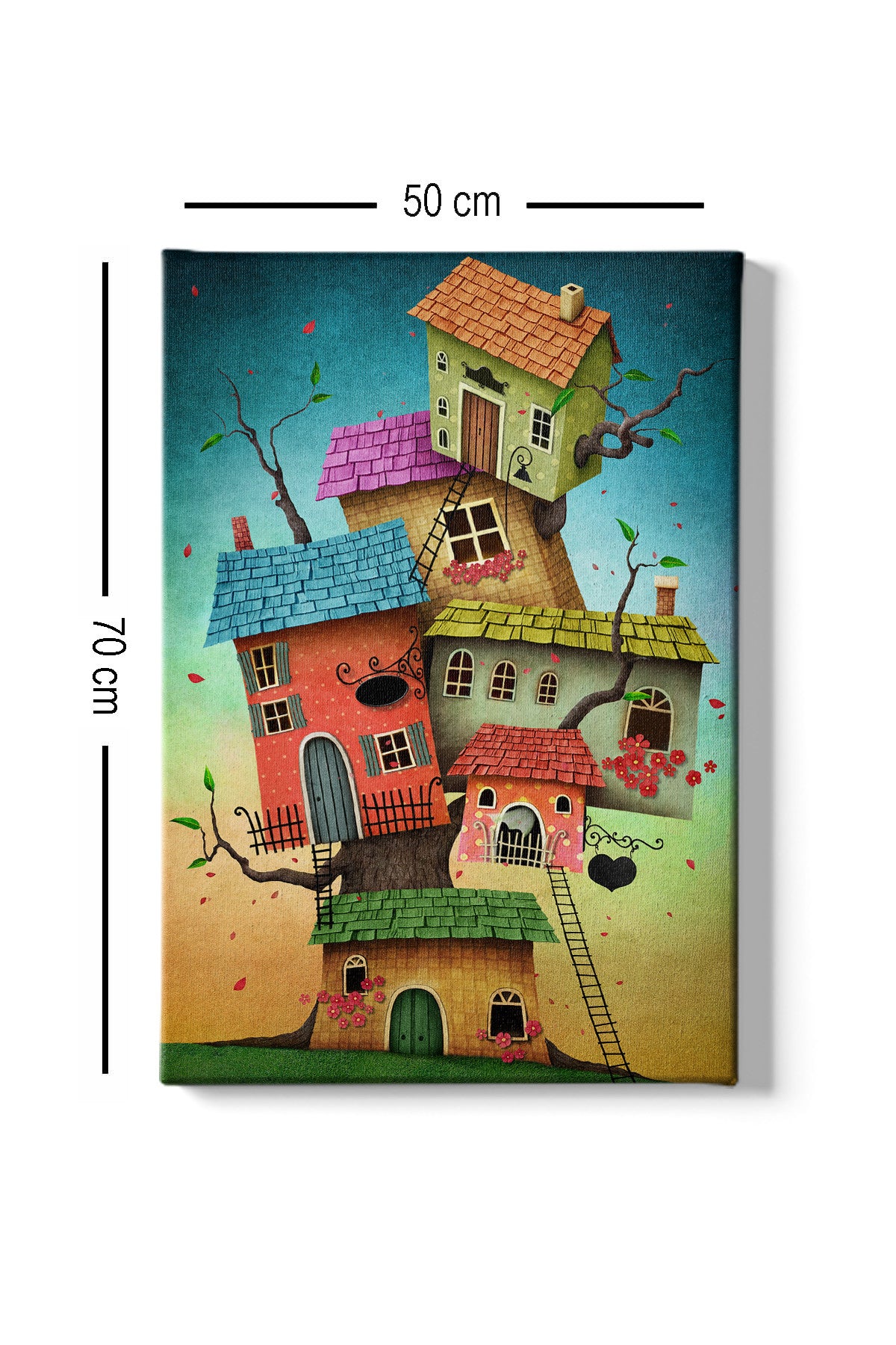 Impressionante pintura decorativa em tela, 50 x 70 cm | 100% tela, moldura de madeira com 3 cm de espessura | Perfeito para amantes de decoração e arte, artista anônimo