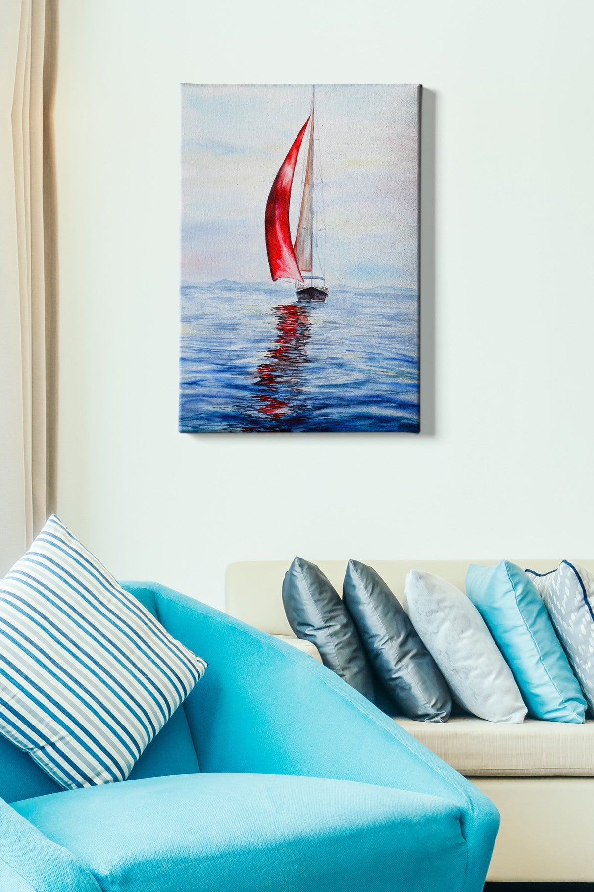 Pintura decorativa em tela – 50 x 70 cm – moldura de madeira