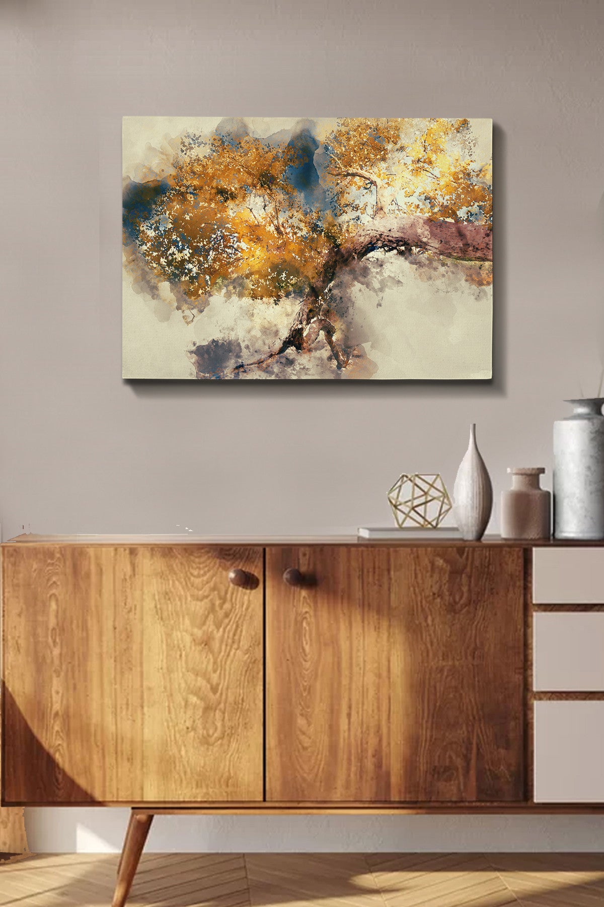 Impressionante pintura decorativa em tela, 50 x 70 cm | 100% tela, moldura de madeira com 3 cm de espessura | Perfeito para amantes de decoração e arte, artista anônimo