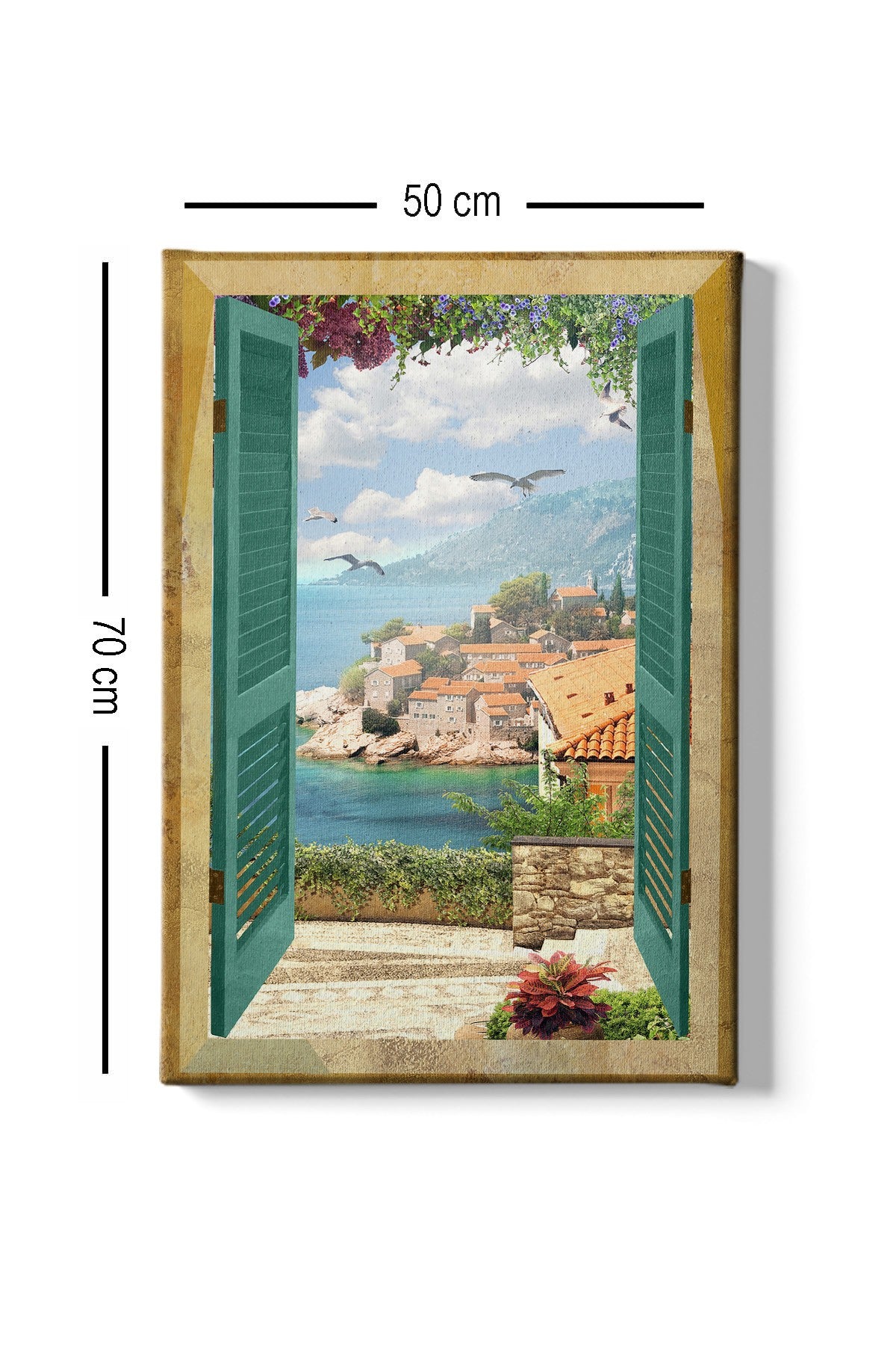 Pintura decorativa em tela – 50 x 70 cm – moldura de madeira – 100% tela