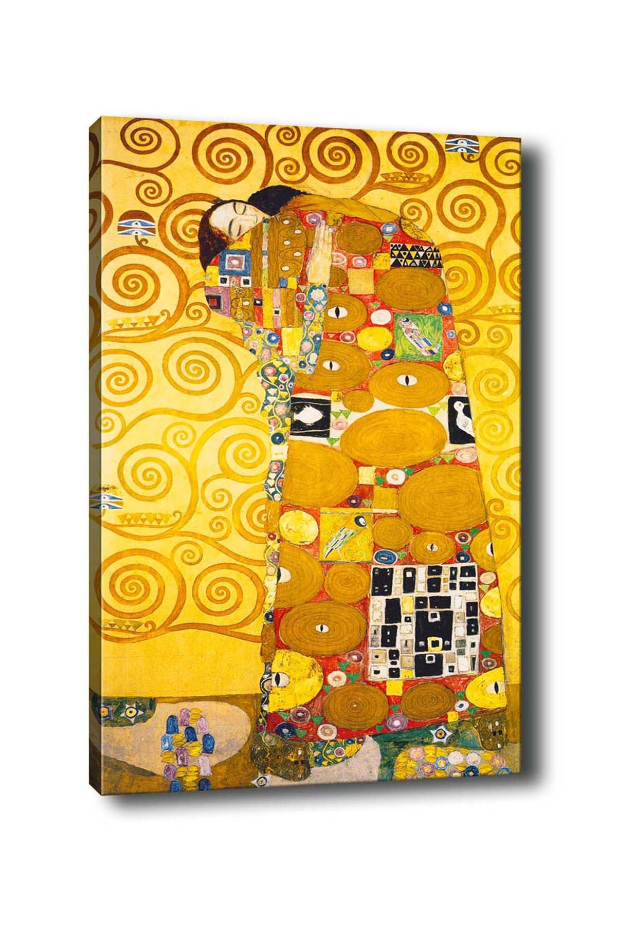 Elegante pintura decorativa em tela de Gustav Klimt, 50 x 70 cm | 100% tela, moldura 100% madeira (3 cm de espessura) | Perfeito para amantes de decoração e arte