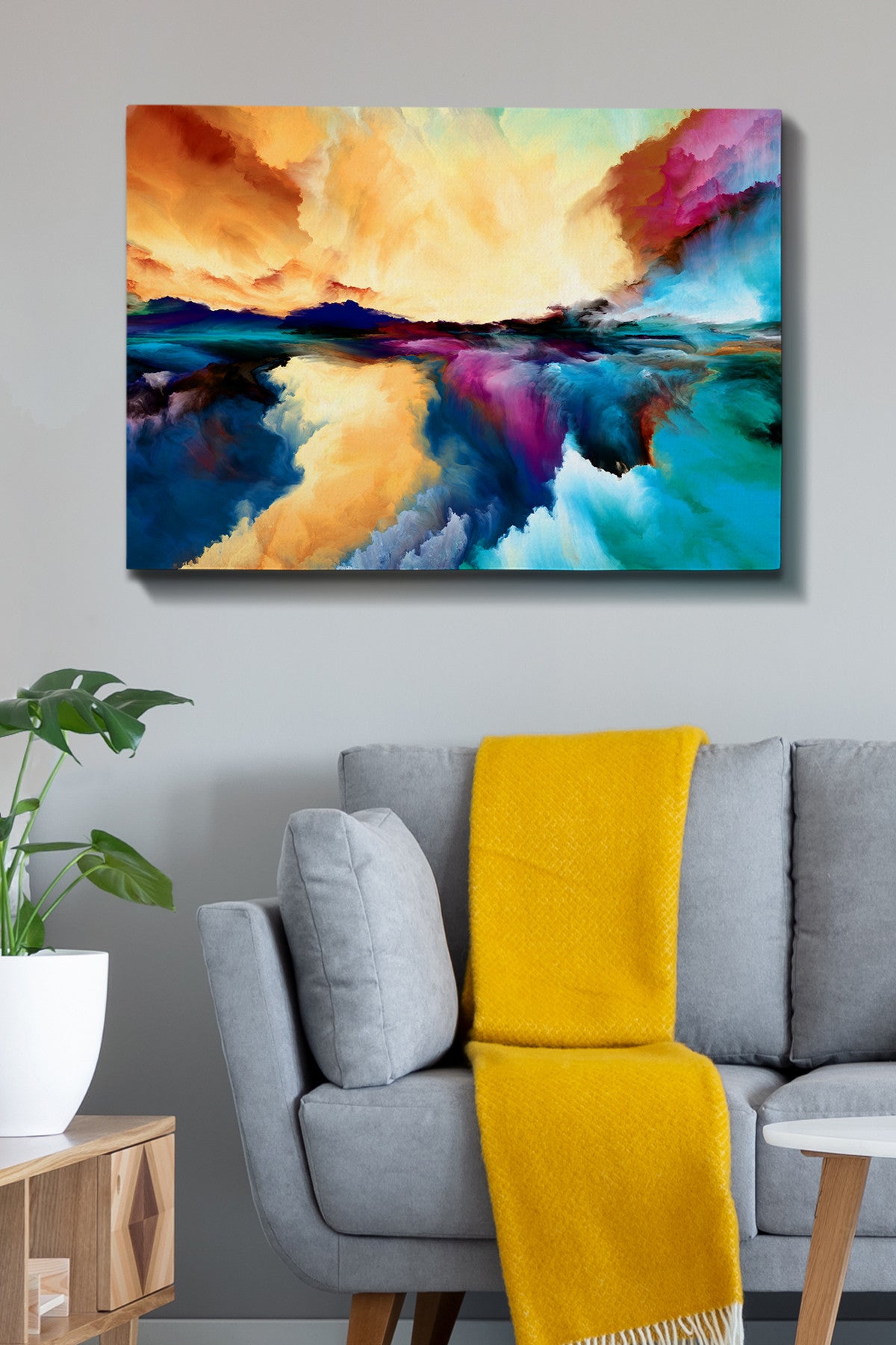 Impressionante pintura decorativa em tela, 70 x 100 cm | 100% tela, 100% moldura de madeira (3 cm de espessura) | Perfeito para amantes de decoração e arte, artista anônimo