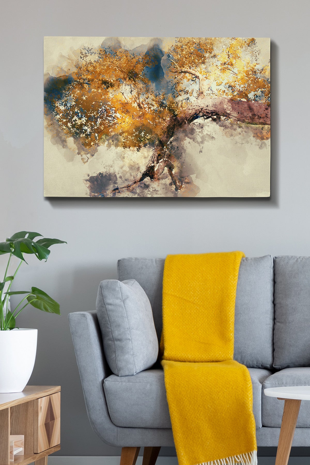 Pintura decorativa em tela – 70 x 100 cm – moldura de madeira – 100% tela