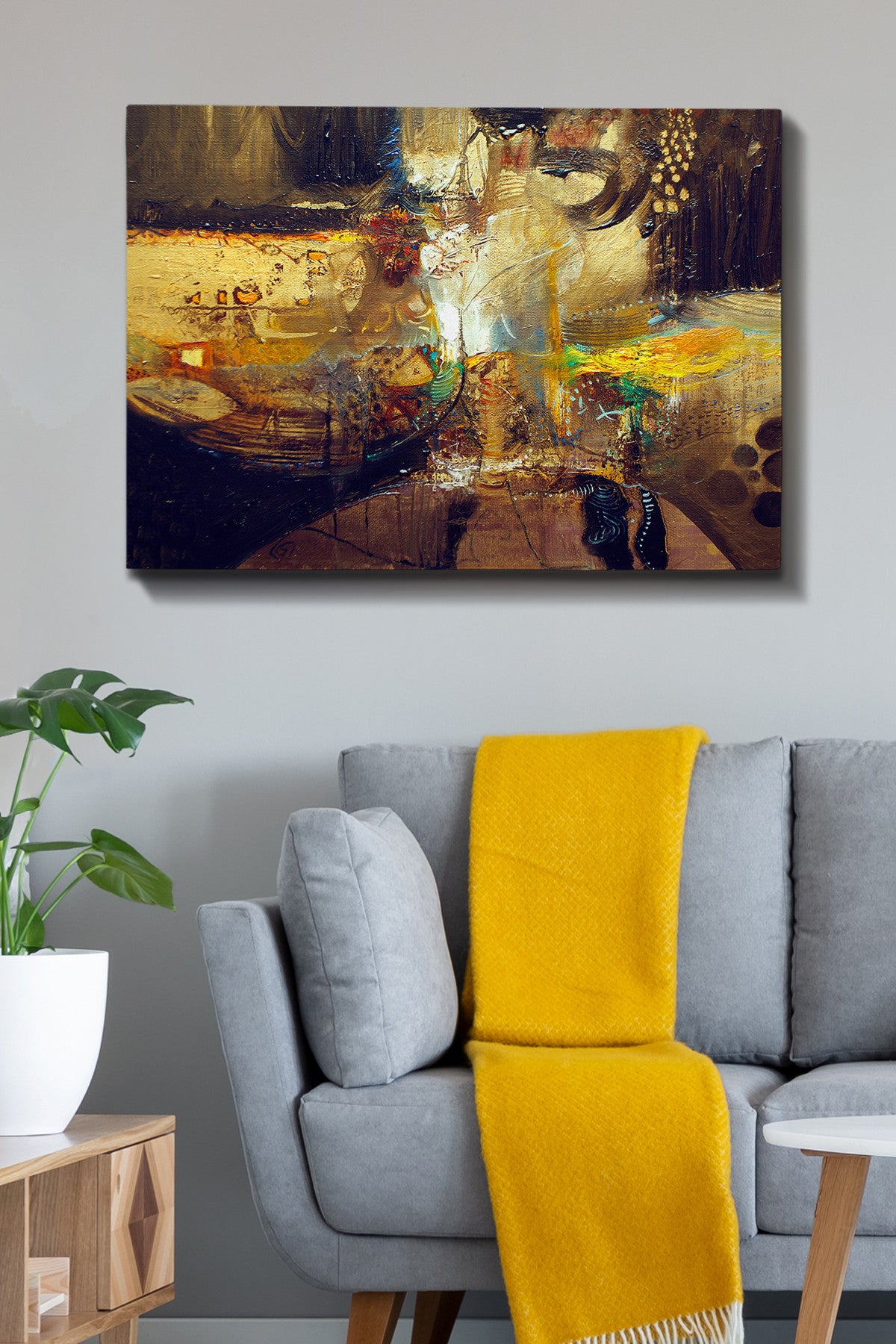 Impressionante pintura decorativa em tela, 70 x 100 cm | 100% tela, 100% moldura de madeira (3 cm de espessura) | Perfeito para amantes de decoração e arte, artista anônimo