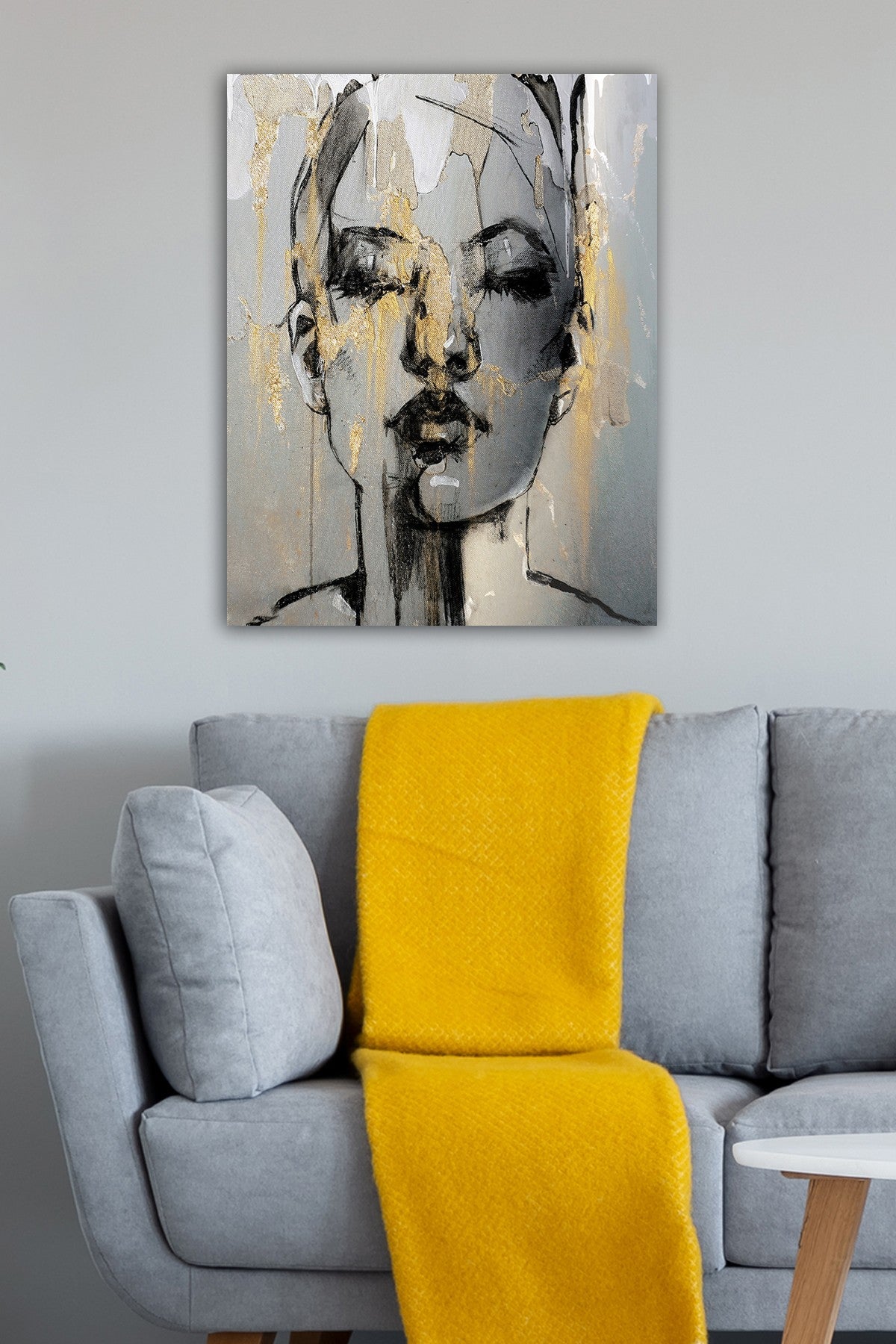 Impressionante pintura decorativa em tela, 50 x 70 cm | 100% tela, moldura de madeira com 3 cm de espessura | Perfeito para amantes de decoração e arte, artista anônimo