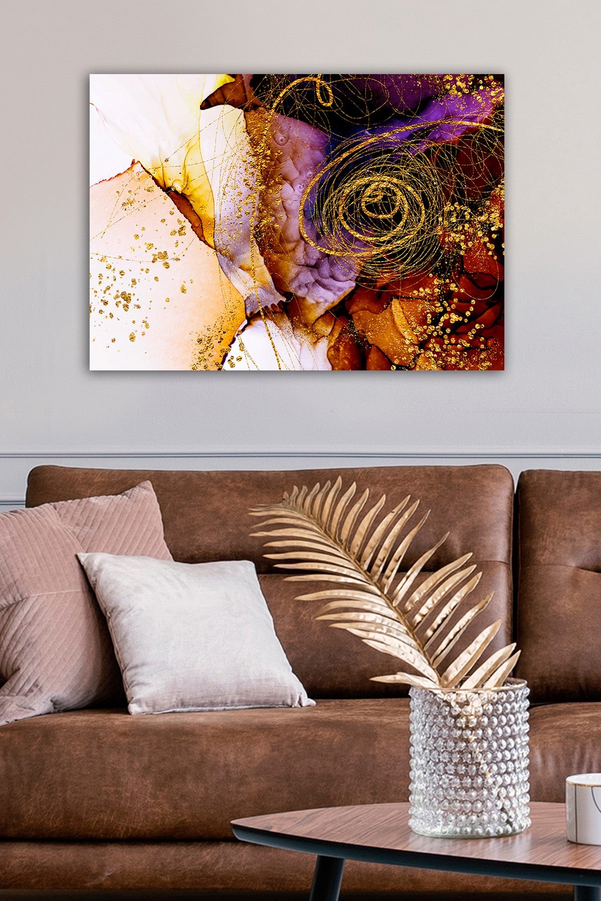 Impressionante pintura decorativa em tela, 50 x 70 cm | 100% tela, 100% moldura de madeira (3 cm de espessura) | Perfeita para amantes de decoração e arte
