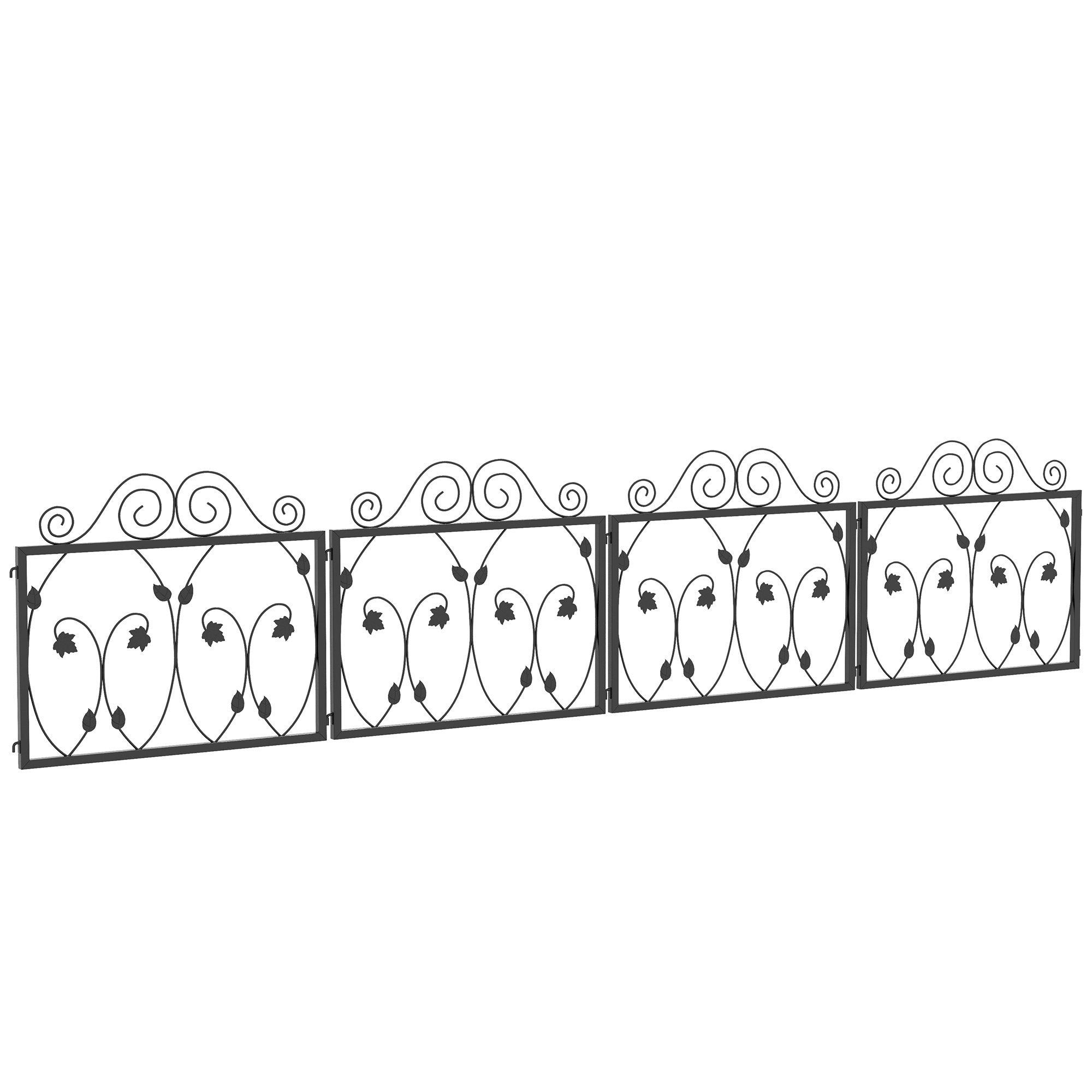 Vedação de Jardim Exterior 4 Painéis 229,5x47,5 cm - Cor Preto