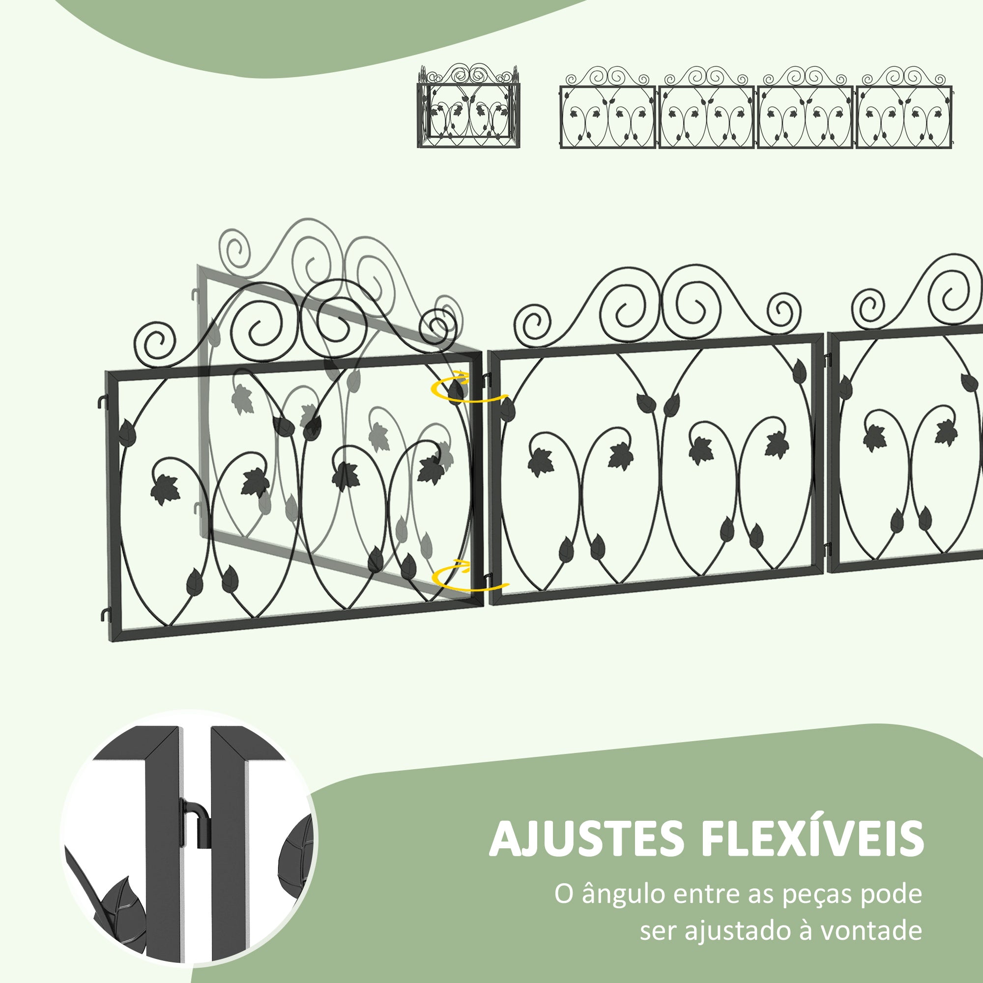 Vedação de Jardim Exterior 4 Painéis 229,5x47,5 cm - Cor Preto