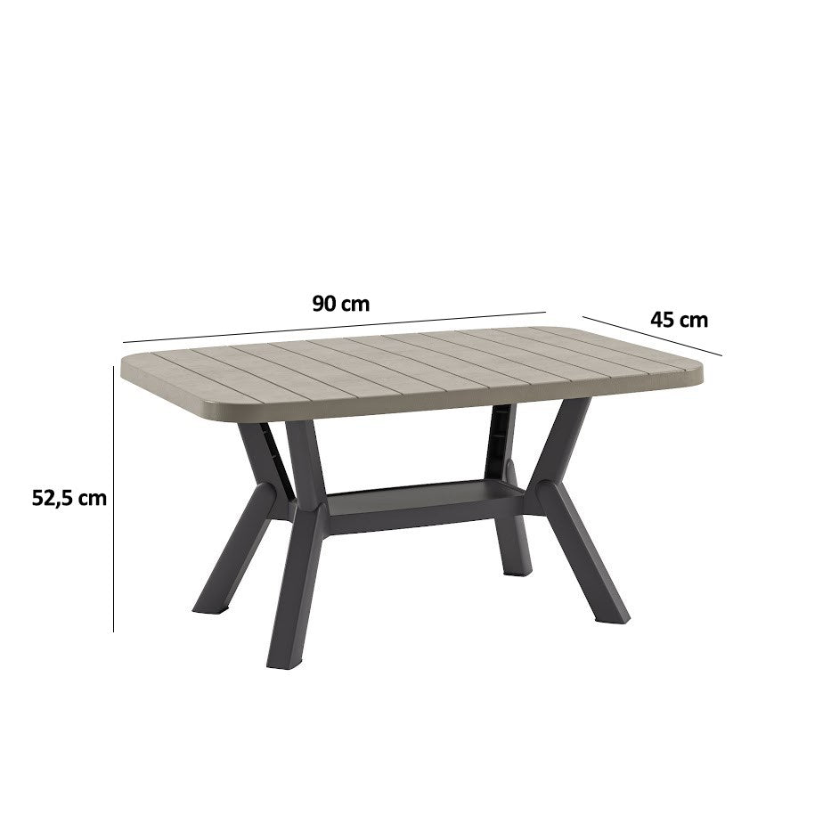 Mesa de Centro Antracite Mink em Polipropileno 100% - 90x52,5x45cm - Resistente e Elegante