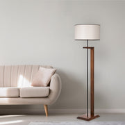 Candeeiro de Pé – 163 cm altura – Nogueira e Creme – Madeira de Abeto
