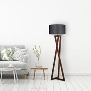 Candeeiro de Pé – 150 cm de Altura – Preto e Nogueira – Madeira