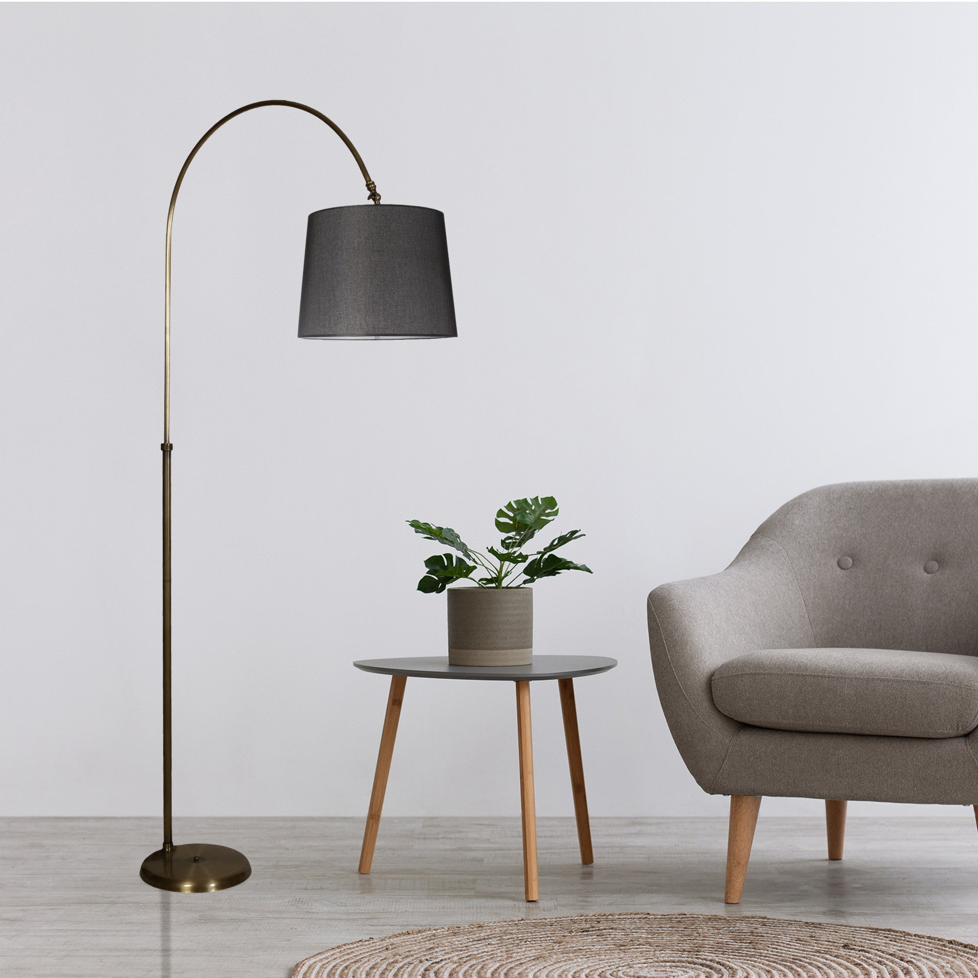 Candeeiro de Pé – 200cm – Preto – Metal e Tecido
