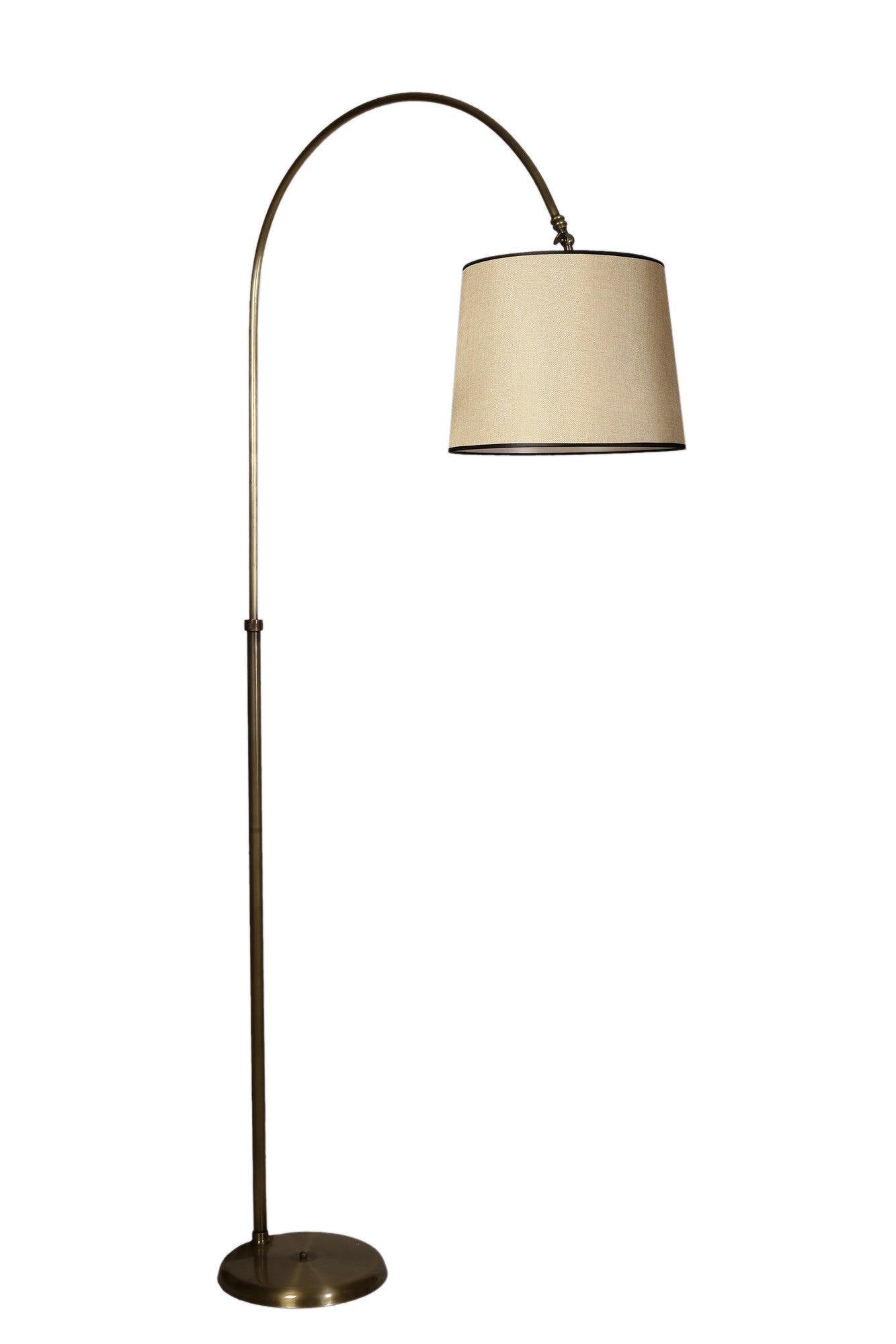 Candeeiro de Pé – 200 cm – Cromado e Bege – Metal