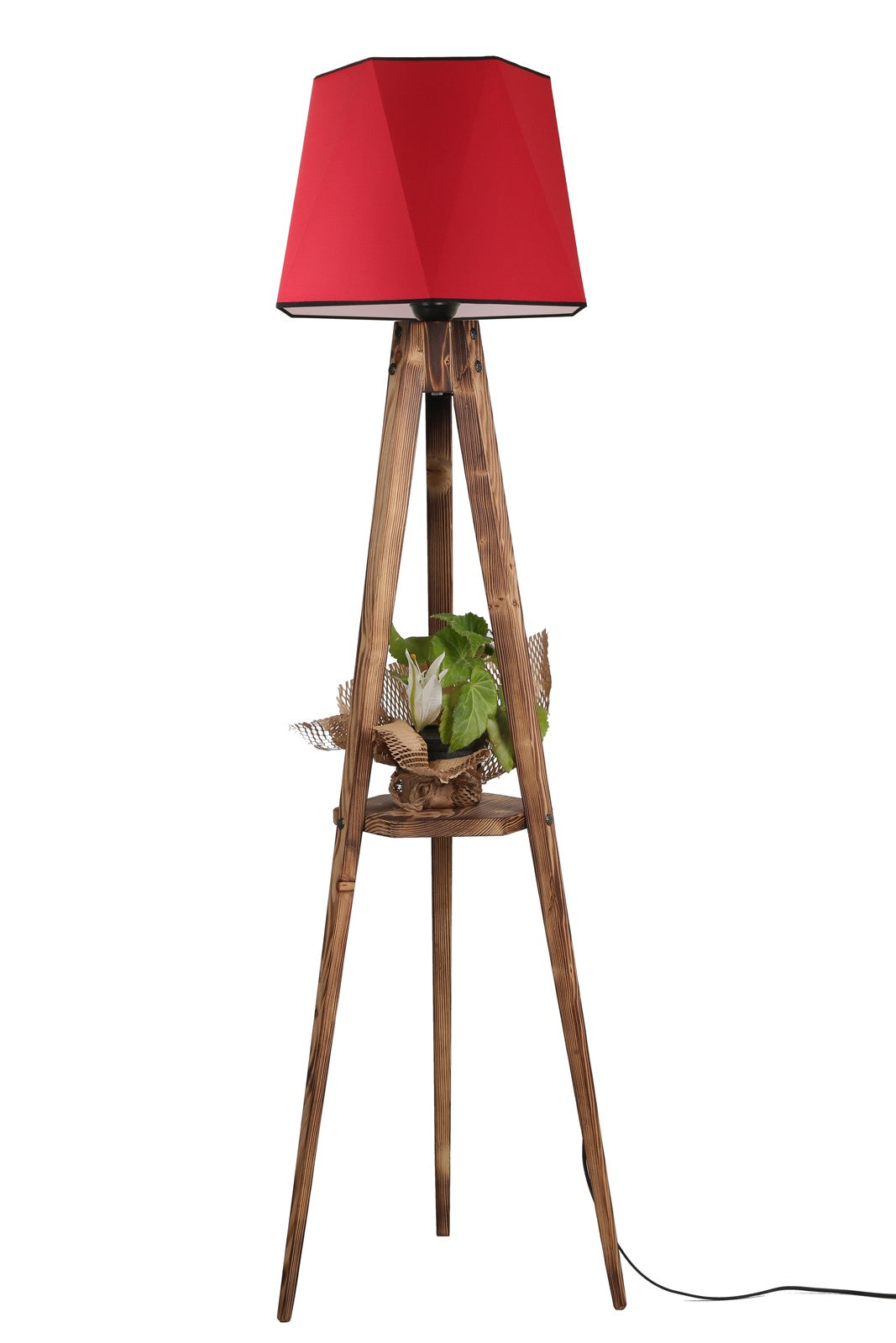 Lâmpada de Piso de Madeira – 165 cm – Vermelho
