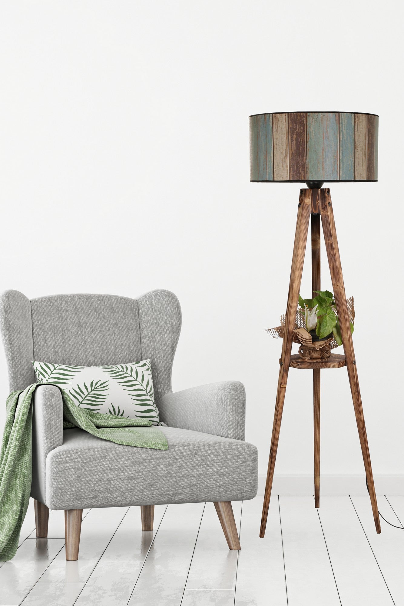 Candeeiro de Pé – 153 cm – Multicolorido – Madeira
