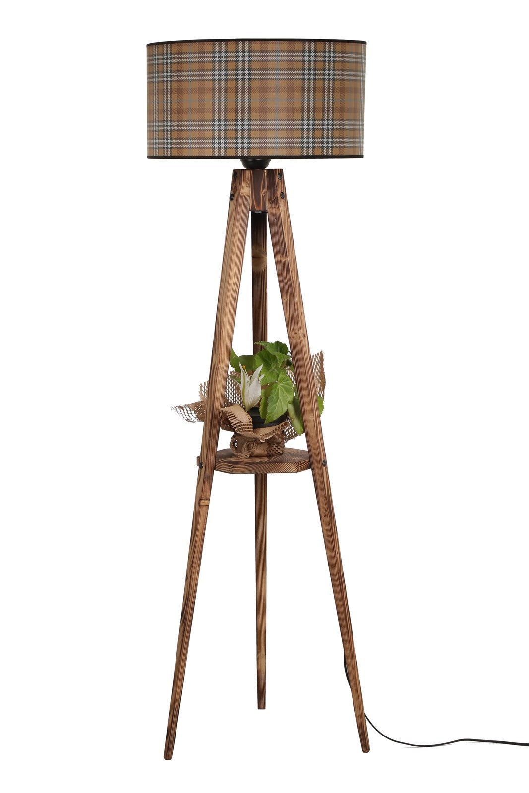 Candeeiro de Pé de Madeira – 153 cm – Multicolorido