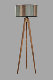 Candeeiro de Pé em Madeira – 153 cm – Multicolorido – Tecido