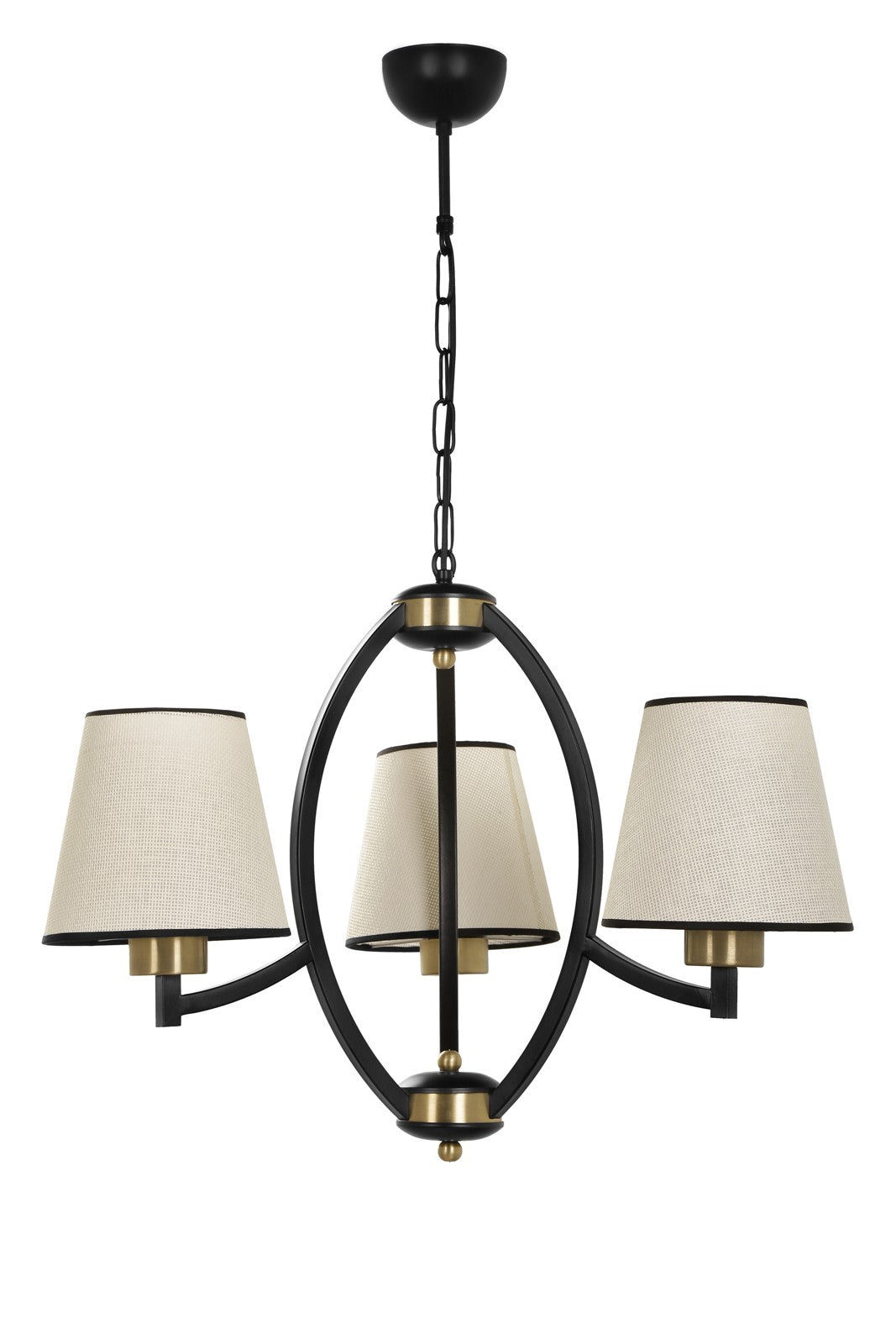 Candeeiro de Teto – 60 cm – Bege, Preto, Dourado – Metal