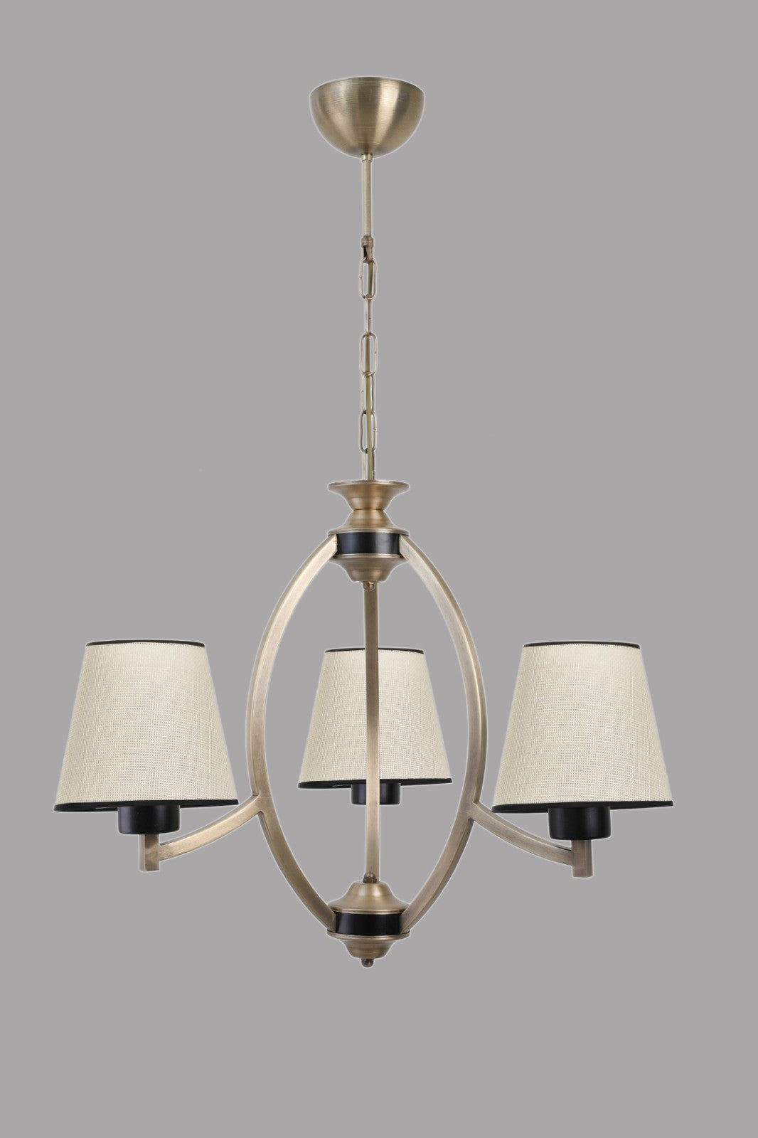 Candeeiro de Teto – 60 cm – Bege, Preto, Dourado – Metal