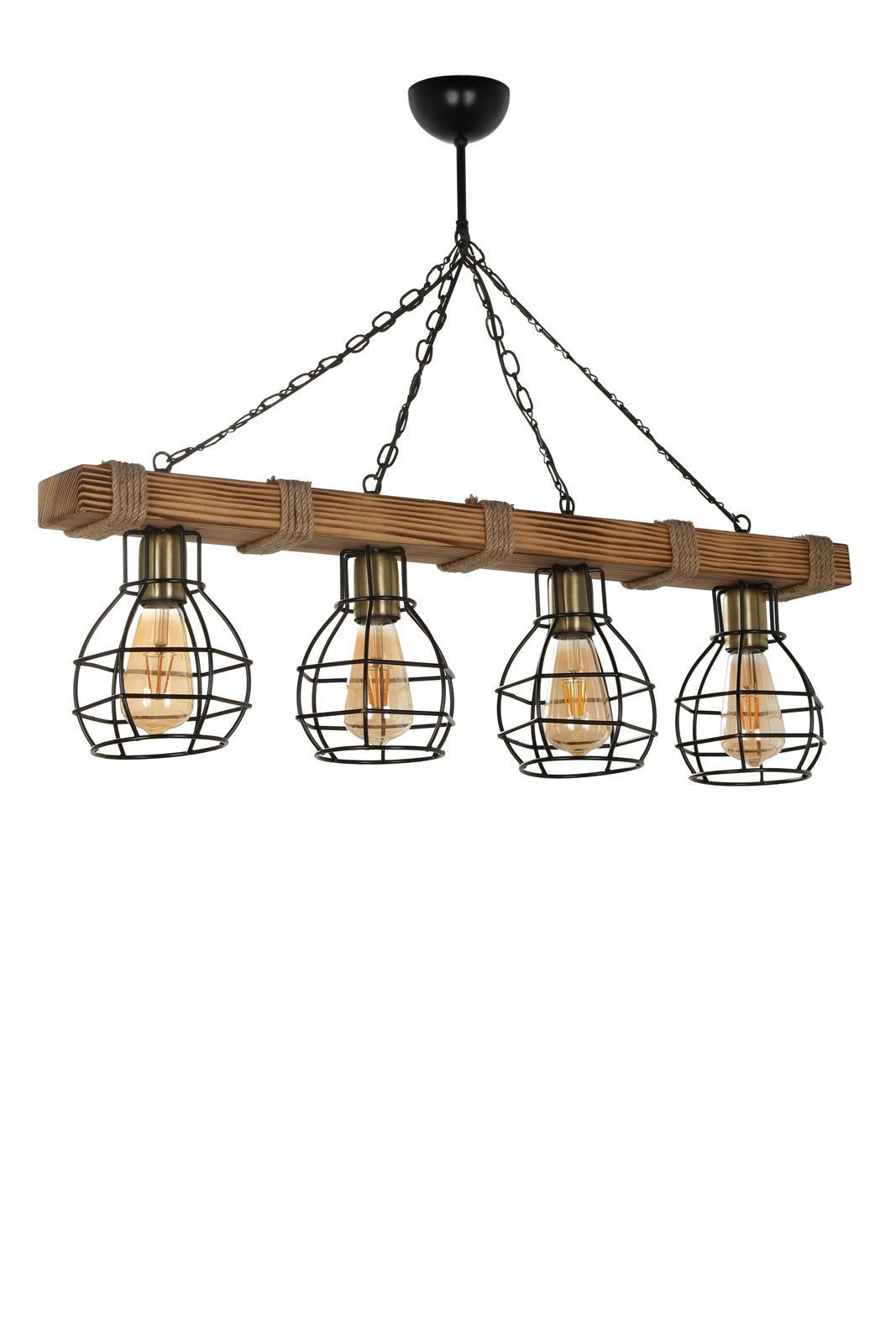 Candeeiro de Teto – 70 cm – Vintage – Madeira e Metal