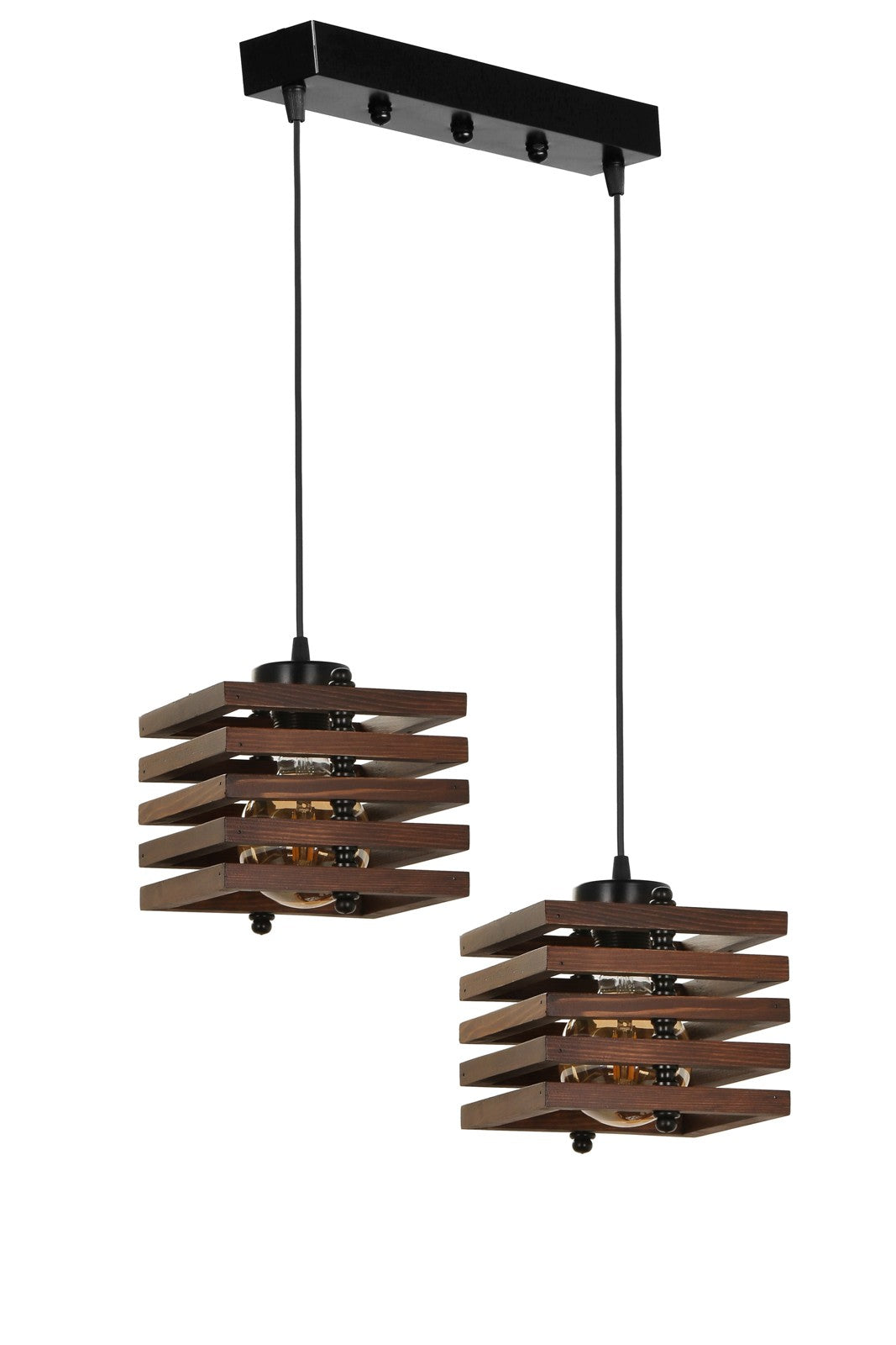 Candeeiro de Teto – 18 cm x 70 cm – Marrom – Madeira