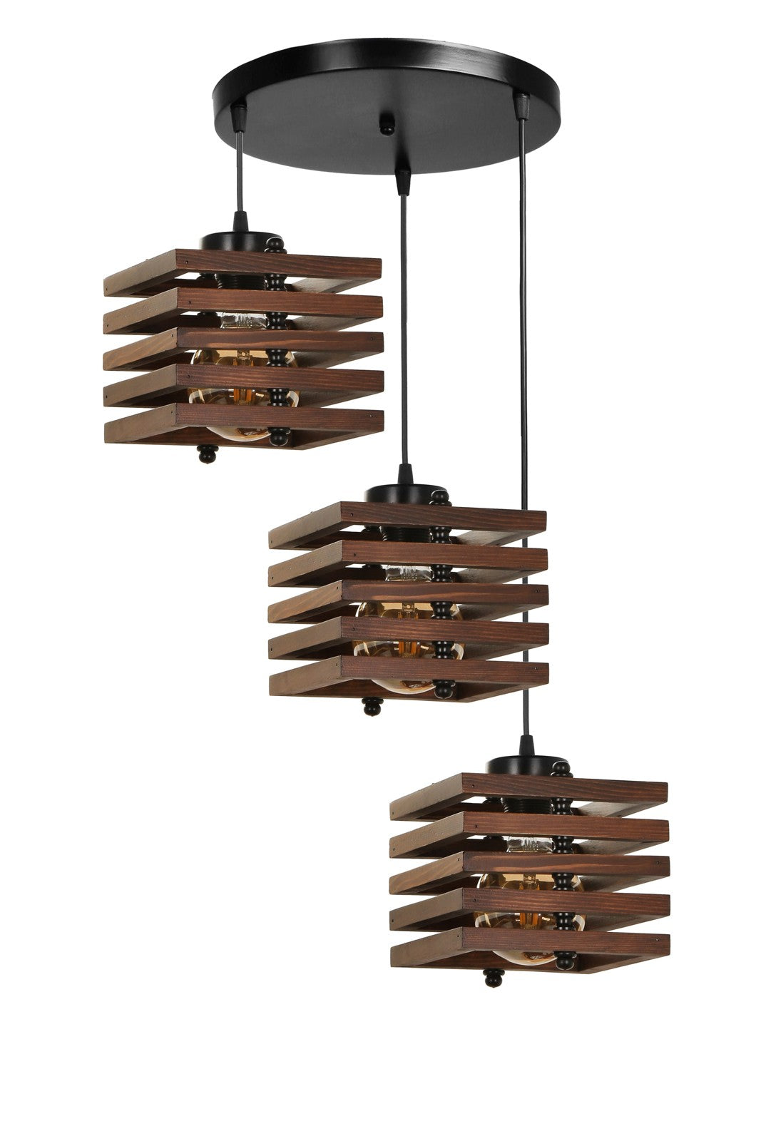 Candeeiro de Teto – 30 cm x 70 cm – Marrom – Madeira