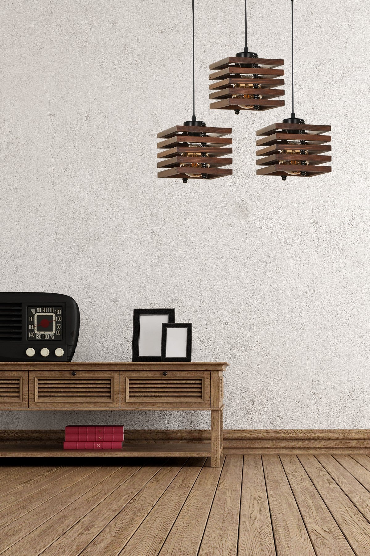 Candeeiro de Teto – 18 cm diâmetro – Marrom – Madeira