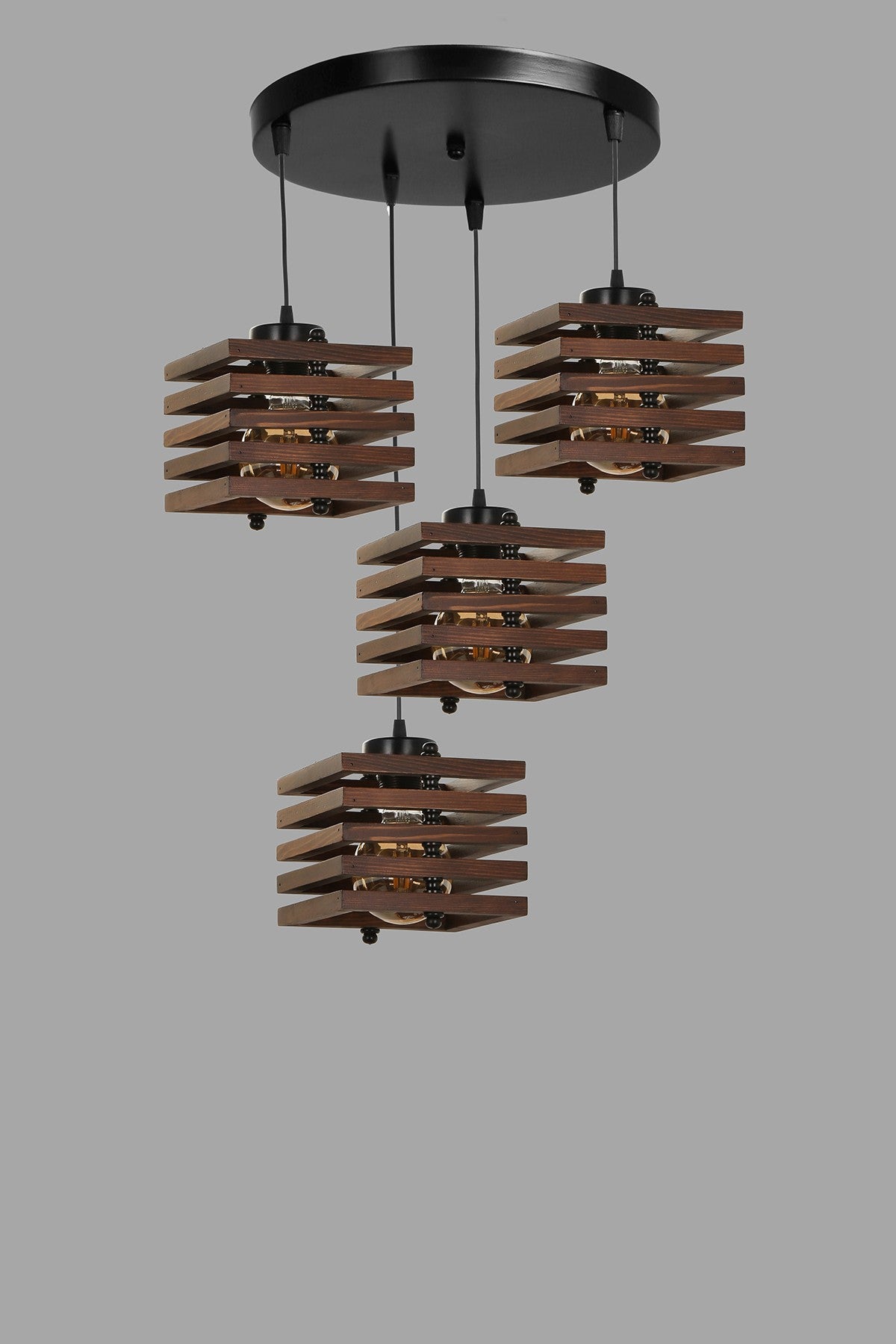 Candeeiro de Teto – 35 cm x 70 cm – Marrom – Madeira