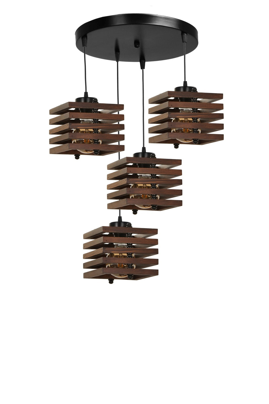 Candeeiro de Teto – 35 cm x 70 cm – Marrom – Madeira