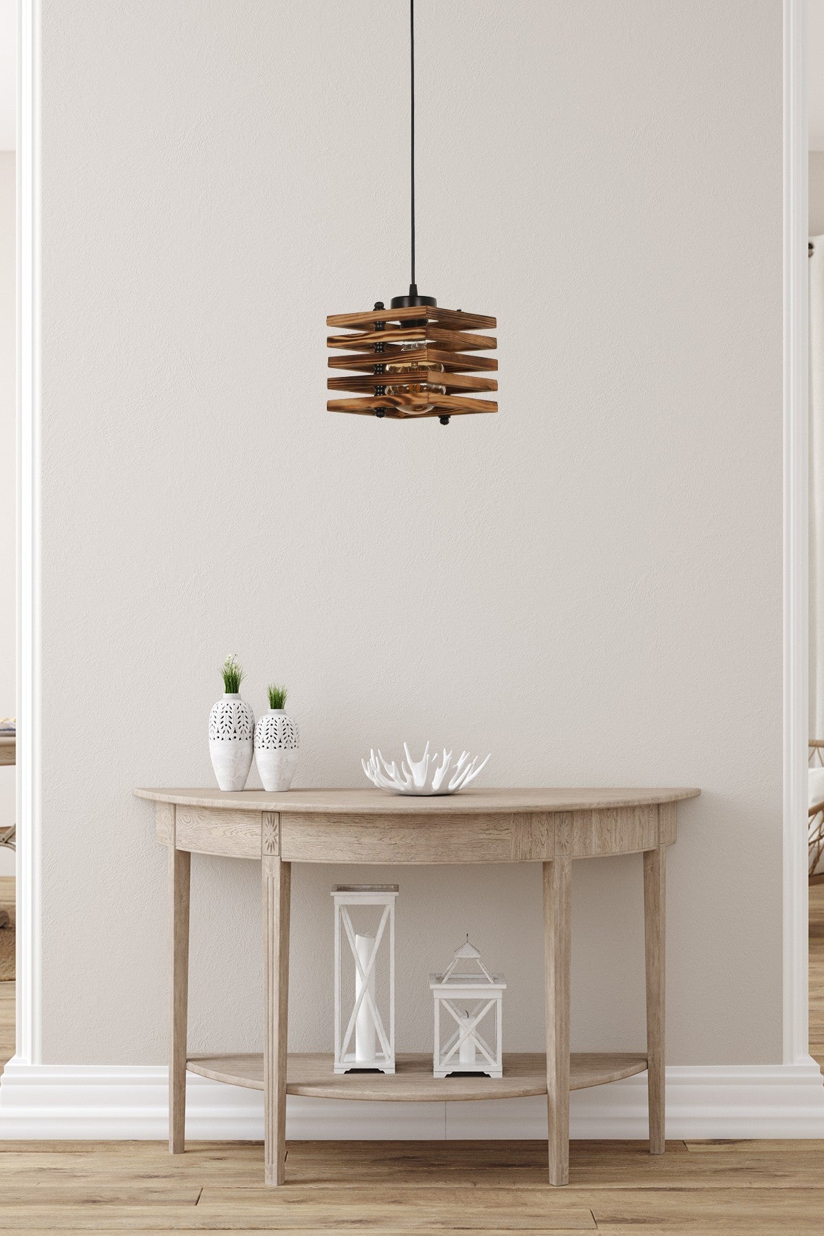 Candeeiro de Teto – 70 cm – Marrom – Madeira