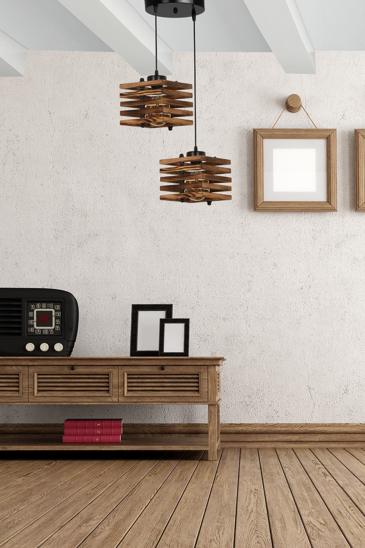 Candeeiro de Teto – 30 cm diâmetro – Marrom – Madeira