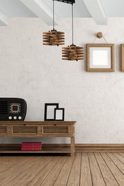 Candeeiro de Teto – 18 cm de diâmetro e 70 cm de altura – Marrom – Madeira