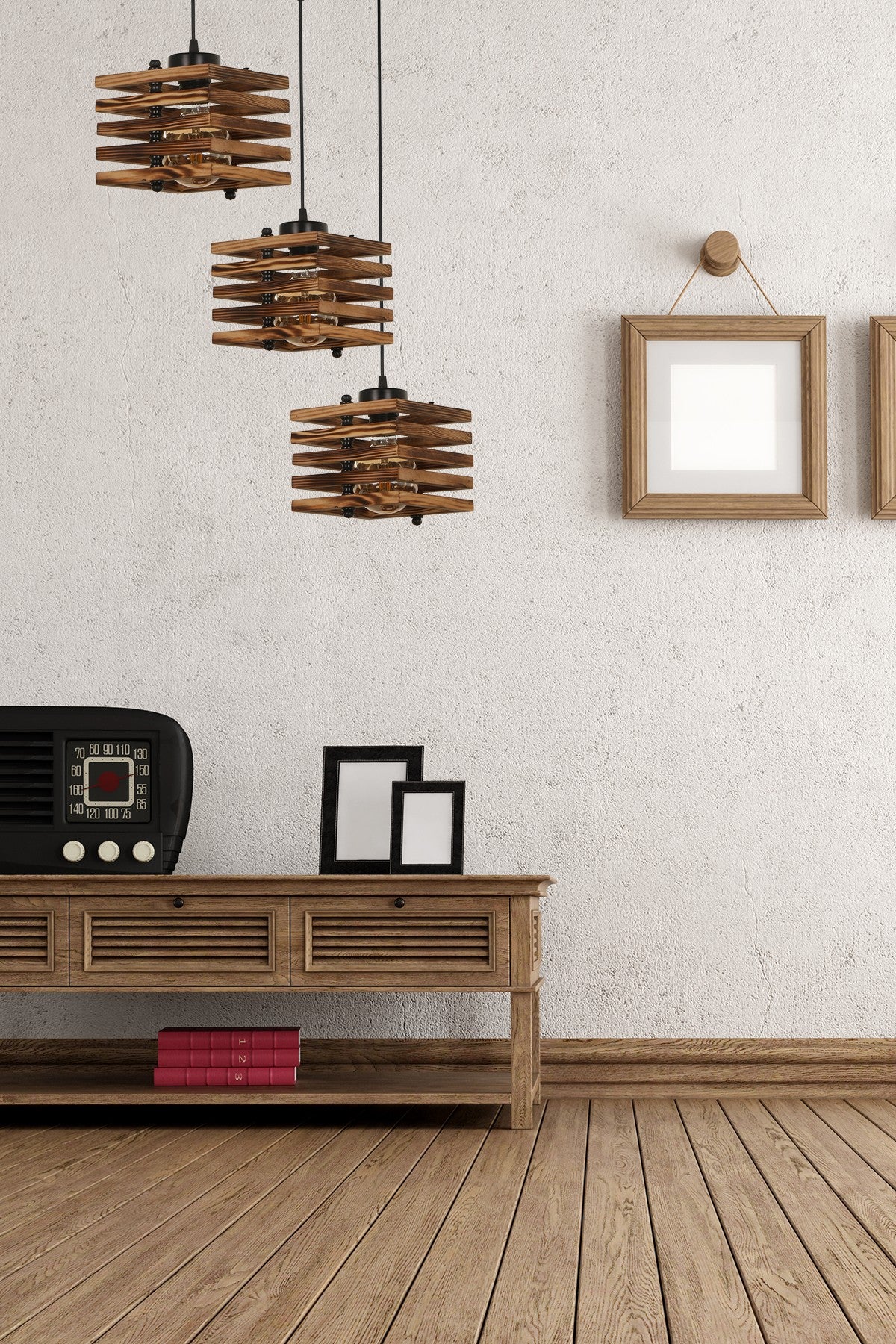 Candeeiro de Teto – 30cm x 70cm – Marrom – Madeira