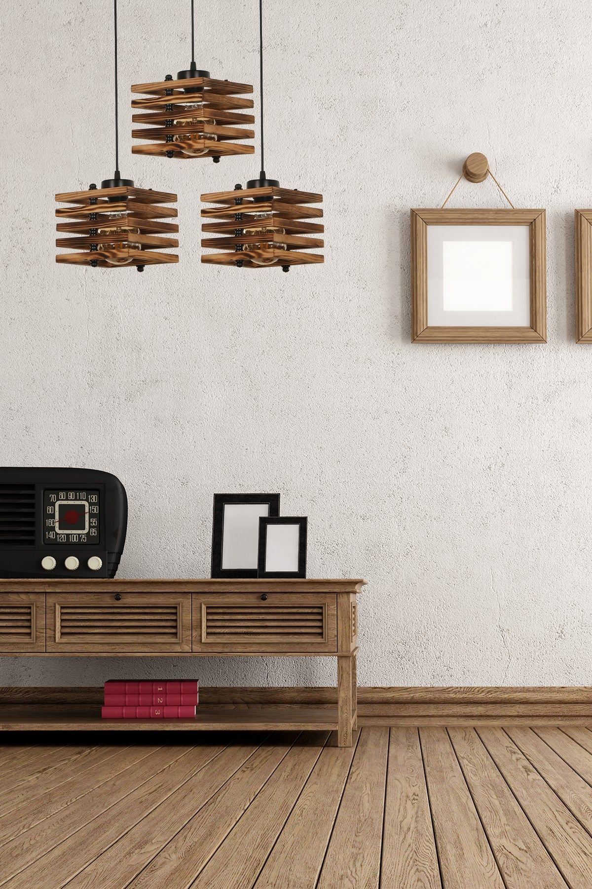 Candeeiro de Teto – 18 cm diâmetro – 70 cm altura – Madeira