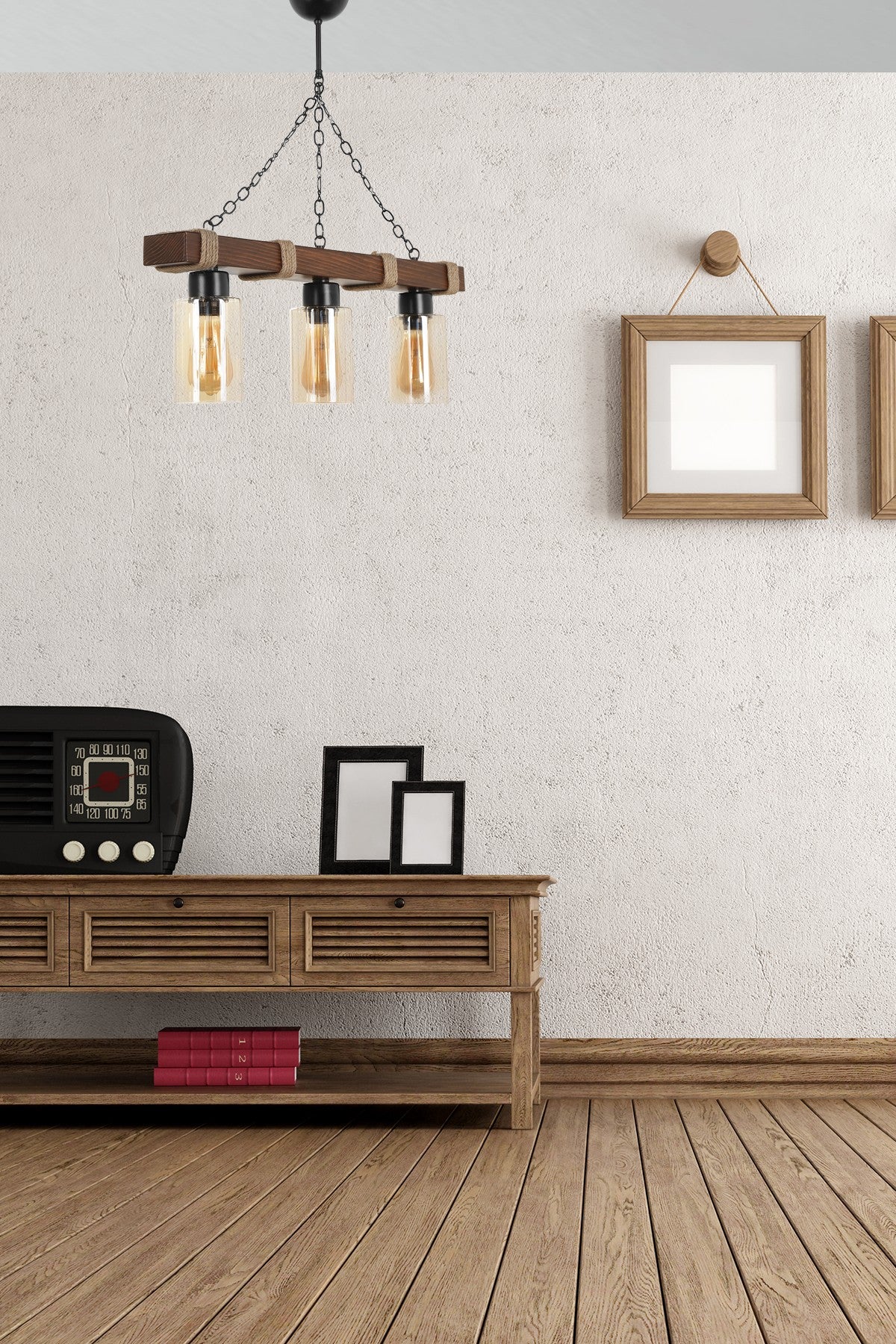 Candeeiro de Teto – 70 cm – Amarelo – Madeira