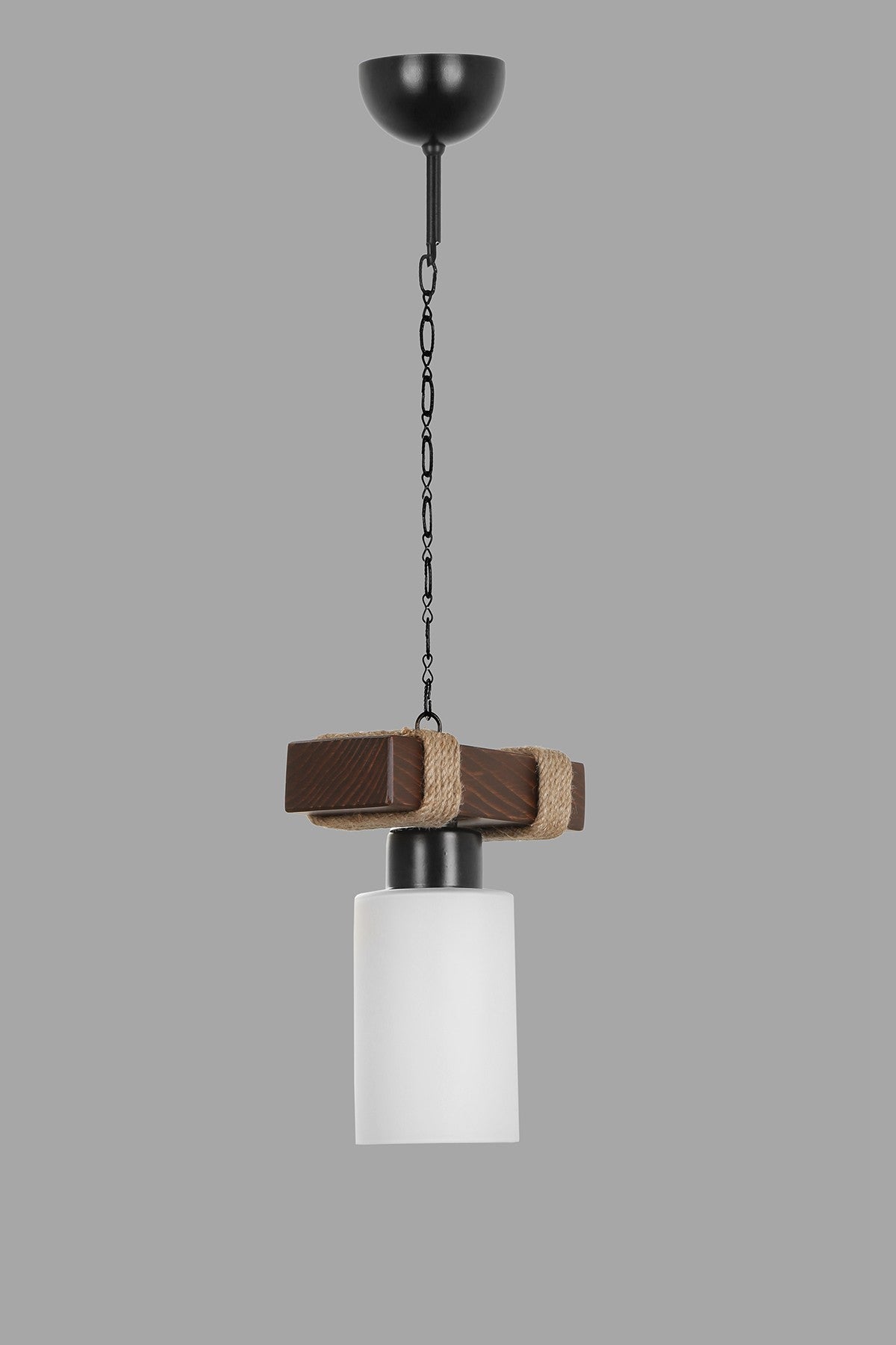 Candeeiro de Teto – 18 cm – 70 cm – Branco – Madeira e vidro