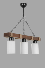 Candeeiro de Teto de Madeira com Cúpula de Vidro – 70 cm – Branco