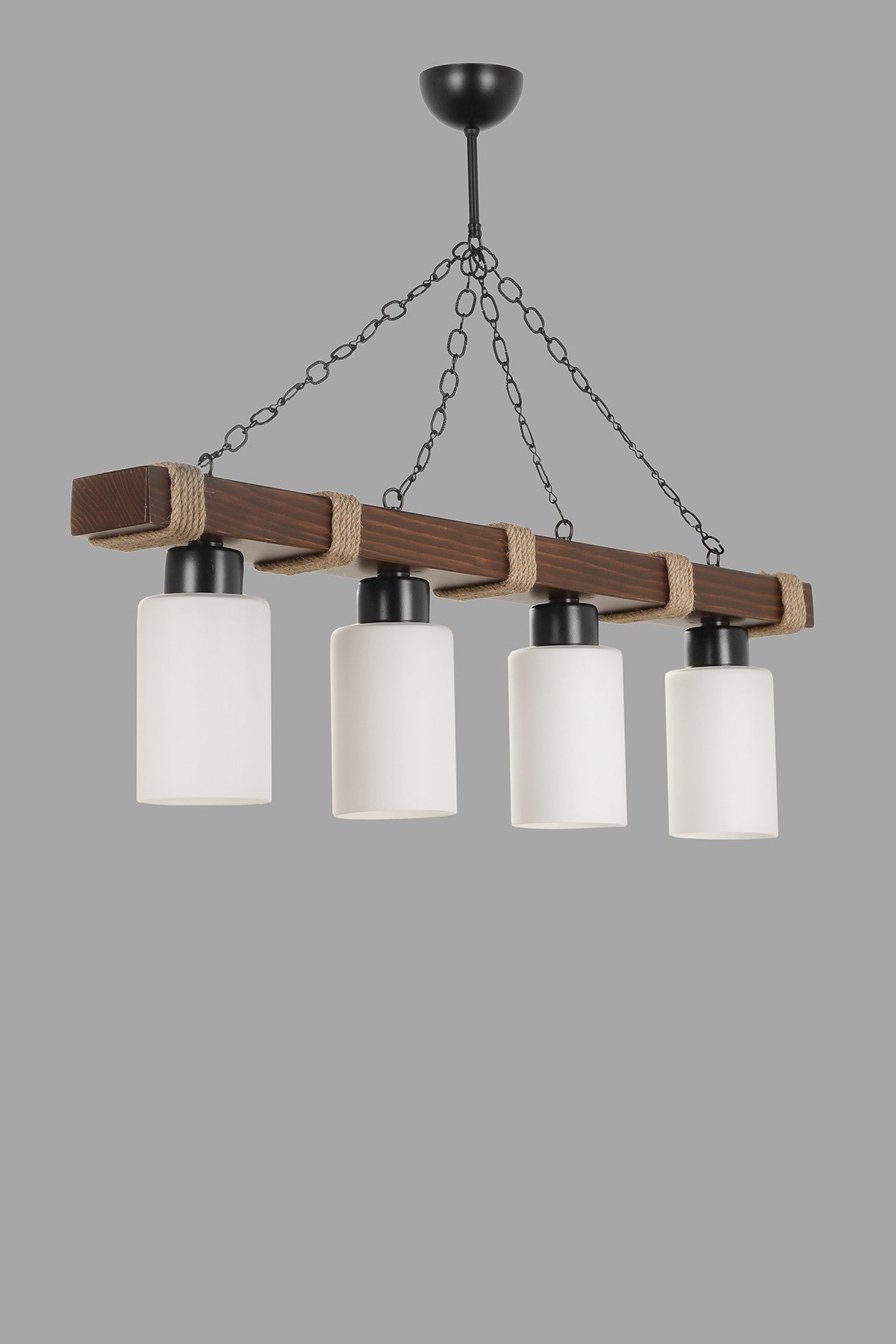 Candeeiro de Teto – 70 cm – Branco – Madeira e Vidro