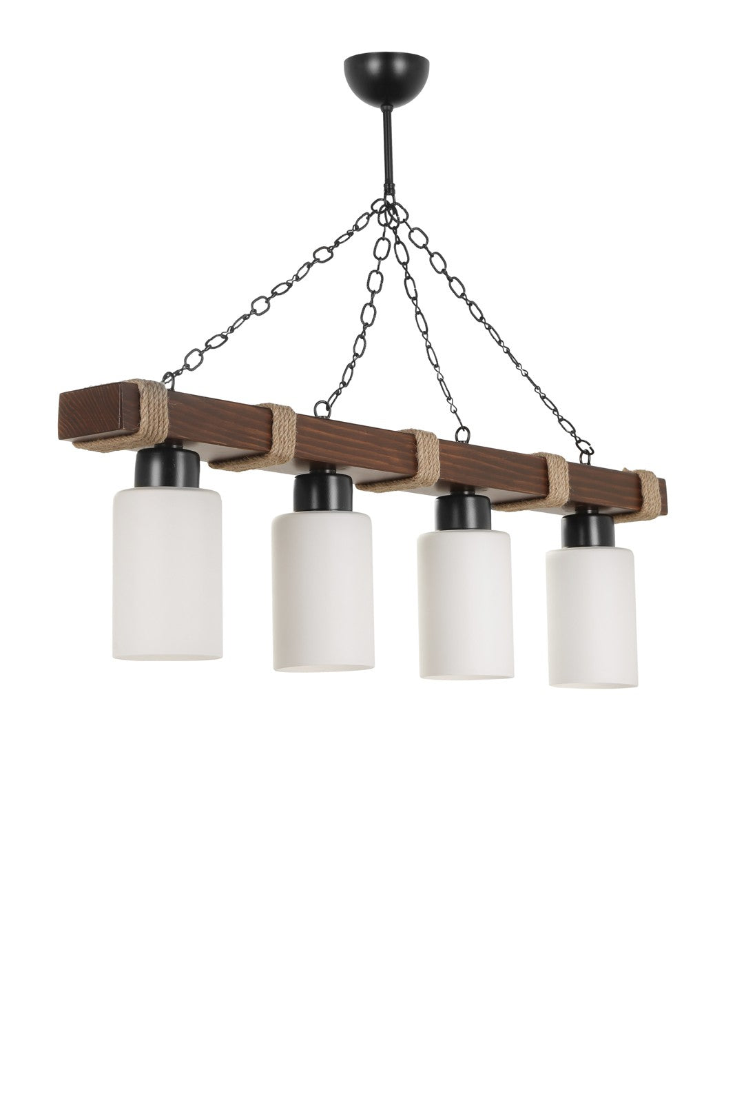 Candeeiro de Teto – 70 cm – Branco – Madeira e Vidro